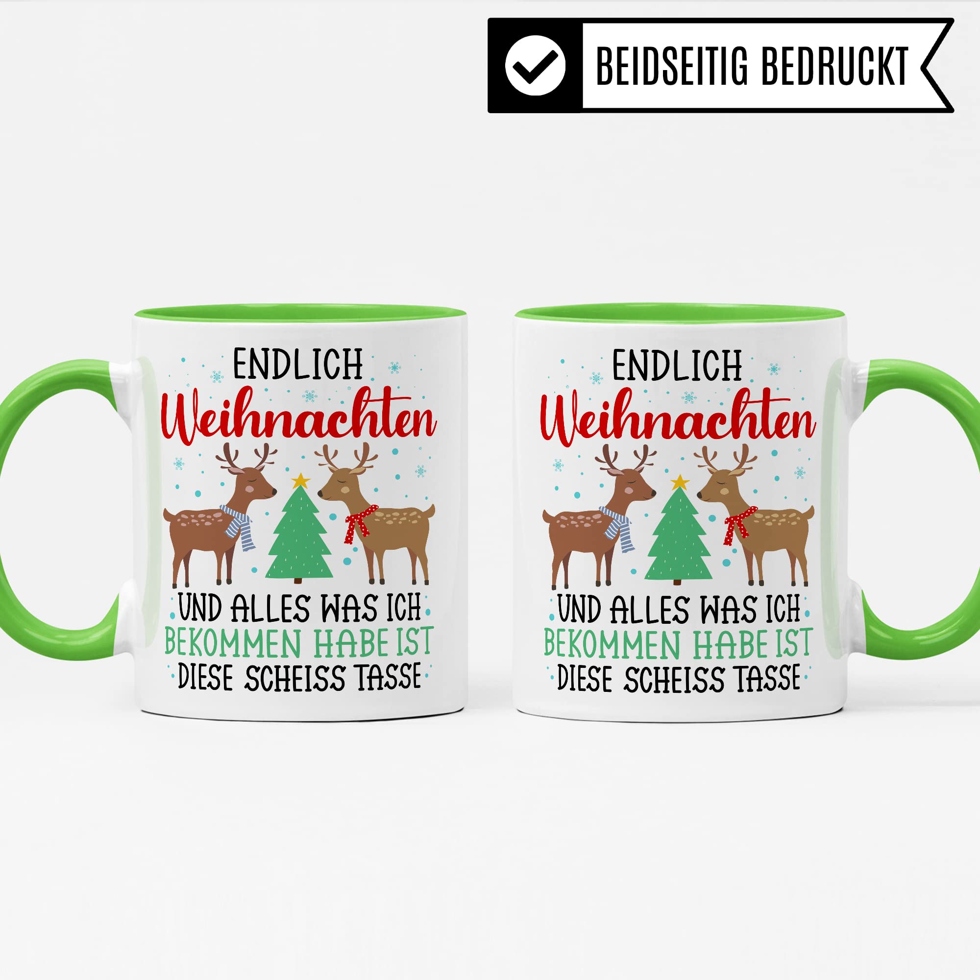Weihnachten Tasse Geschenk Kaffeetasse Geschenkidee Humor Weihnachtstasse Sarkasmus Kaffee-Becher witziger Geschenkartikel Endlich Weihnachten alles was ich bekomm ist diese scheiß Tasse Spruch
