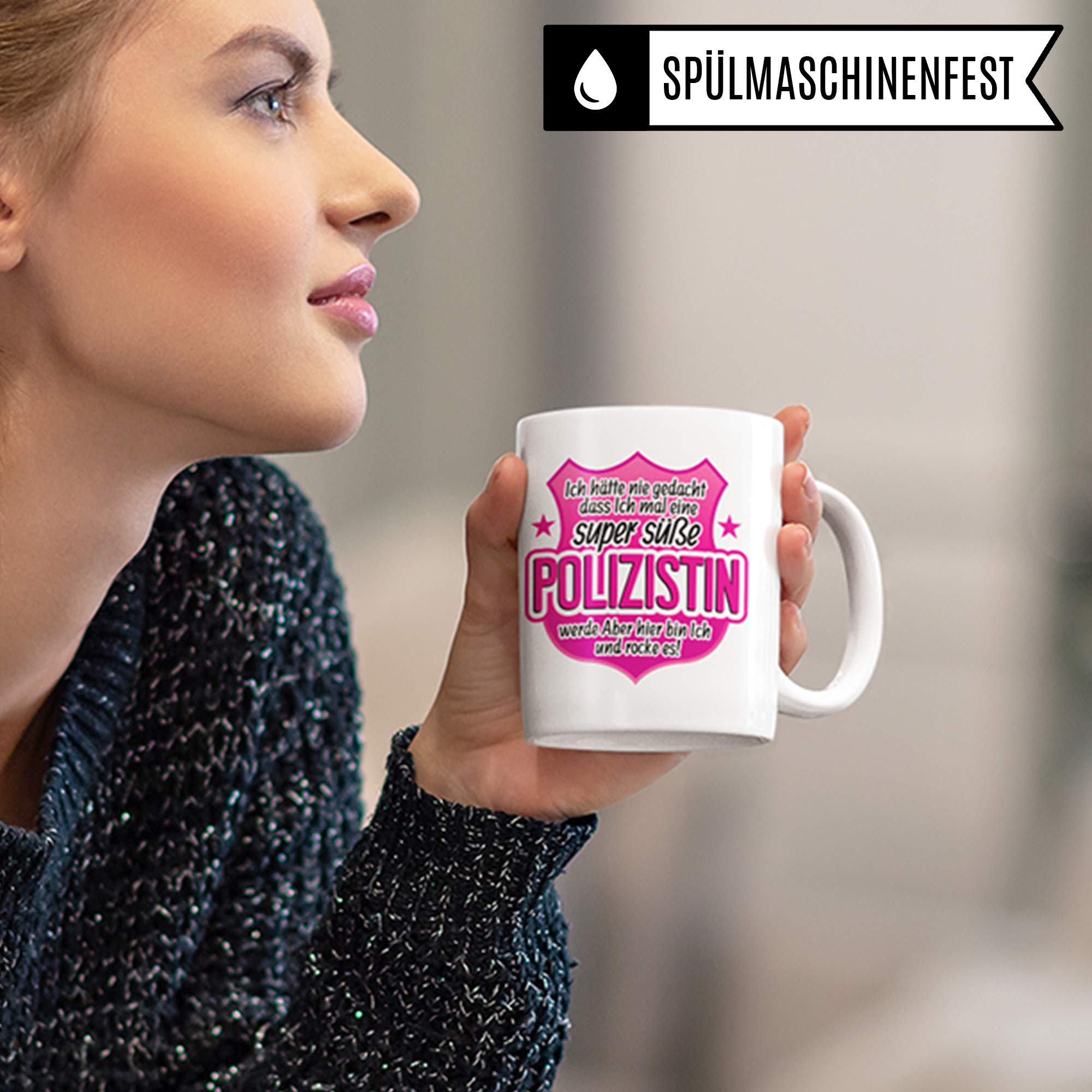 Pagma Druck Tasse Polizei, Polizistin Geschenk, Becher Polizist Frauen Geschenkidee Kaffeetasse, Ausbildung lustig Polizeibeamtin Kaffeebecher