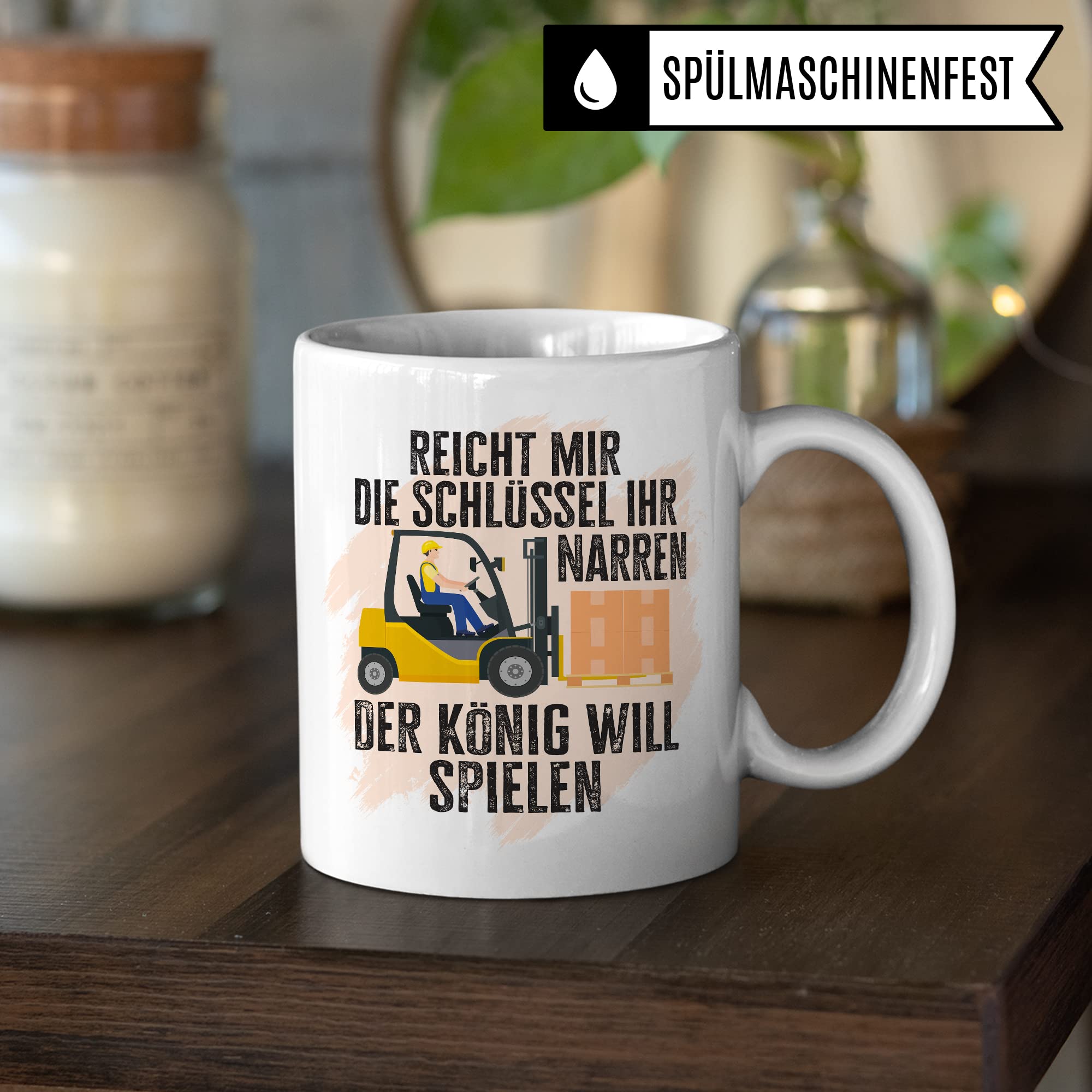 Tasse Staplerfahrer mit Spruch lustig Lagerist Geschenk Gabelstaplerfahrer Kaffee-Tasse böser Humor Kaffeebecher Lagerarbeiter Lagerlogistiker Geschenkidee