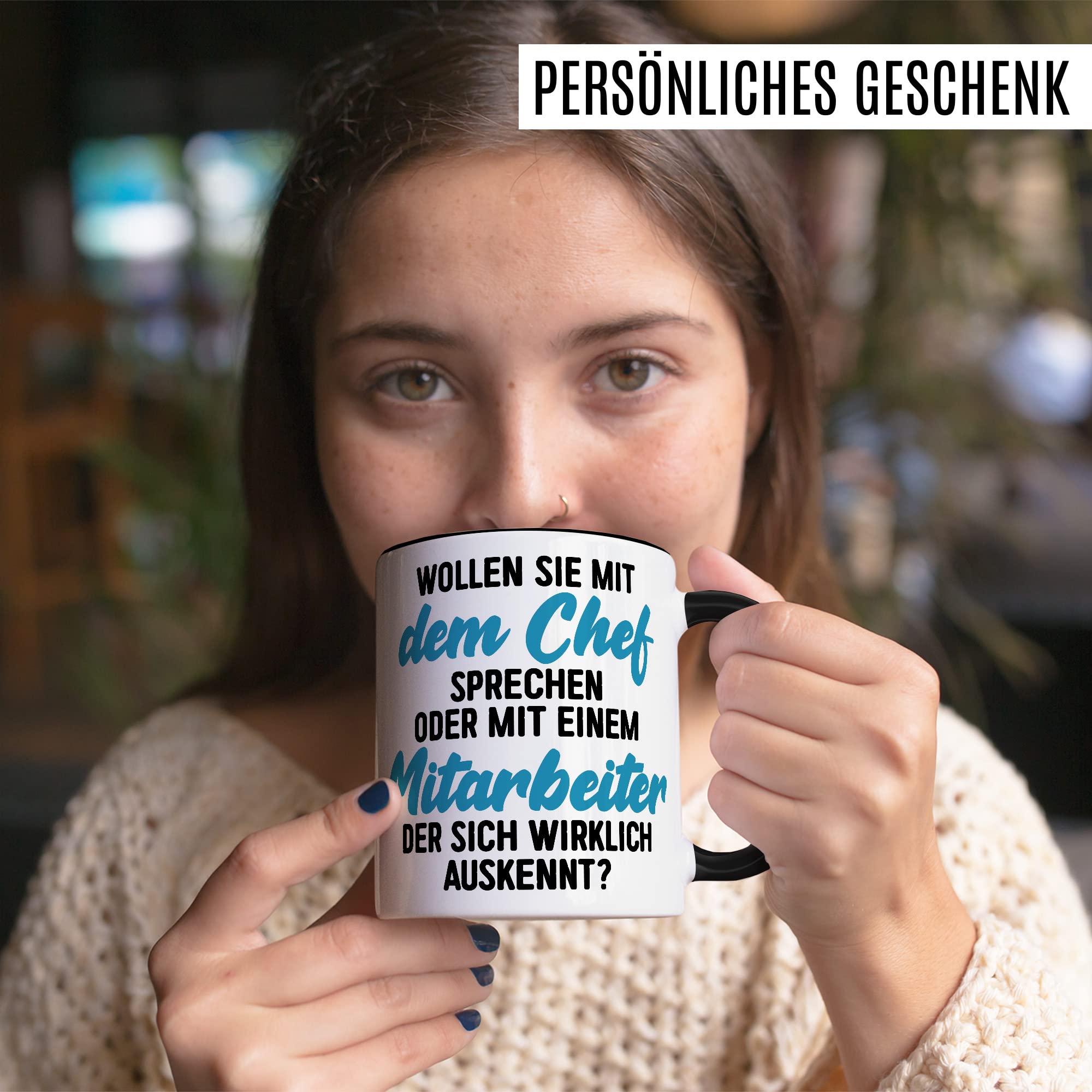 Tasse fürs Büro lustige Kaffeetasse mit Spruch Mitarbeiter Kaffee-Becher mit Humor Geschenk Kollegen Kollegin Geschenkidee Arbeit Schreibtisch Chef Boss Humor Teetasse