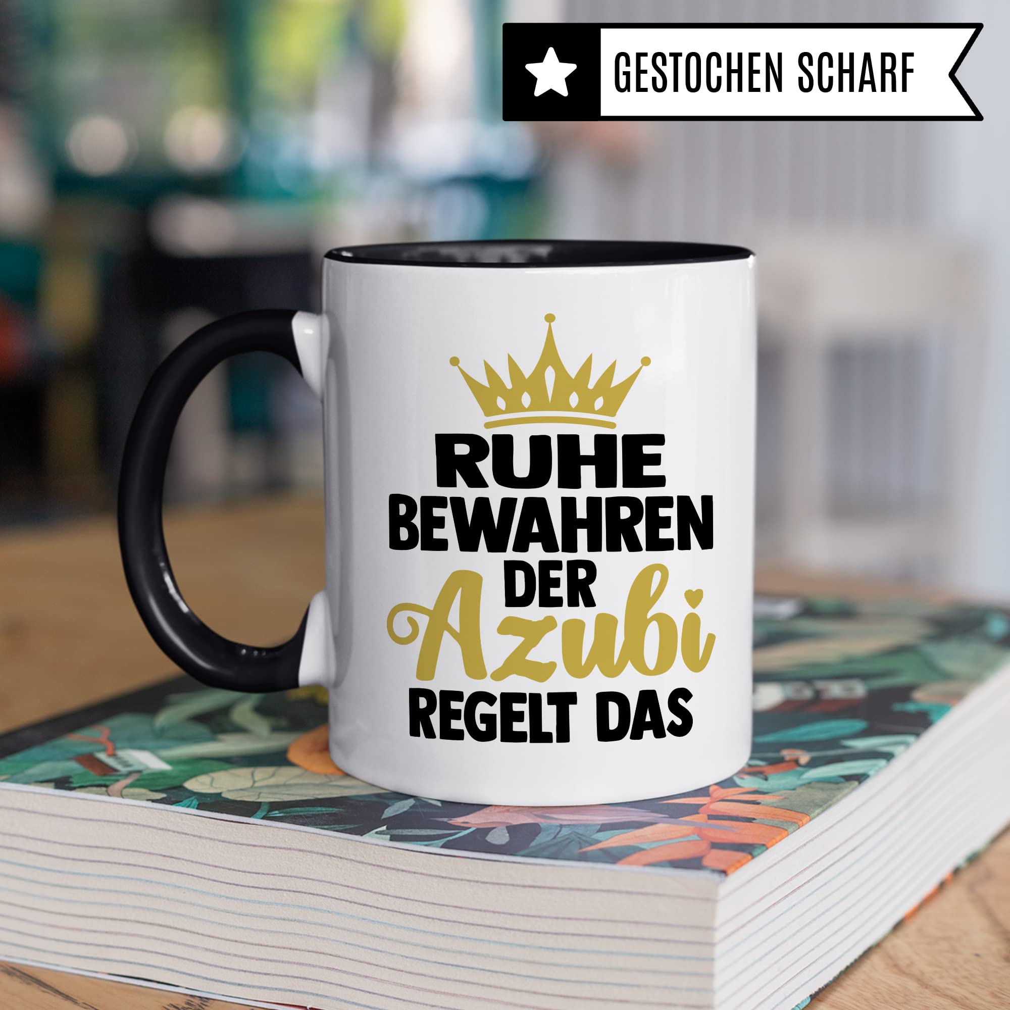 Azubine Tasse Geschenk, Ruhe bewahren die Azubine regelt das Kaffetasse mit Spruch lustig Geschenkidee Auszubildende Kaffee-Becher Humor Teetasse Ausbildung Lehrling