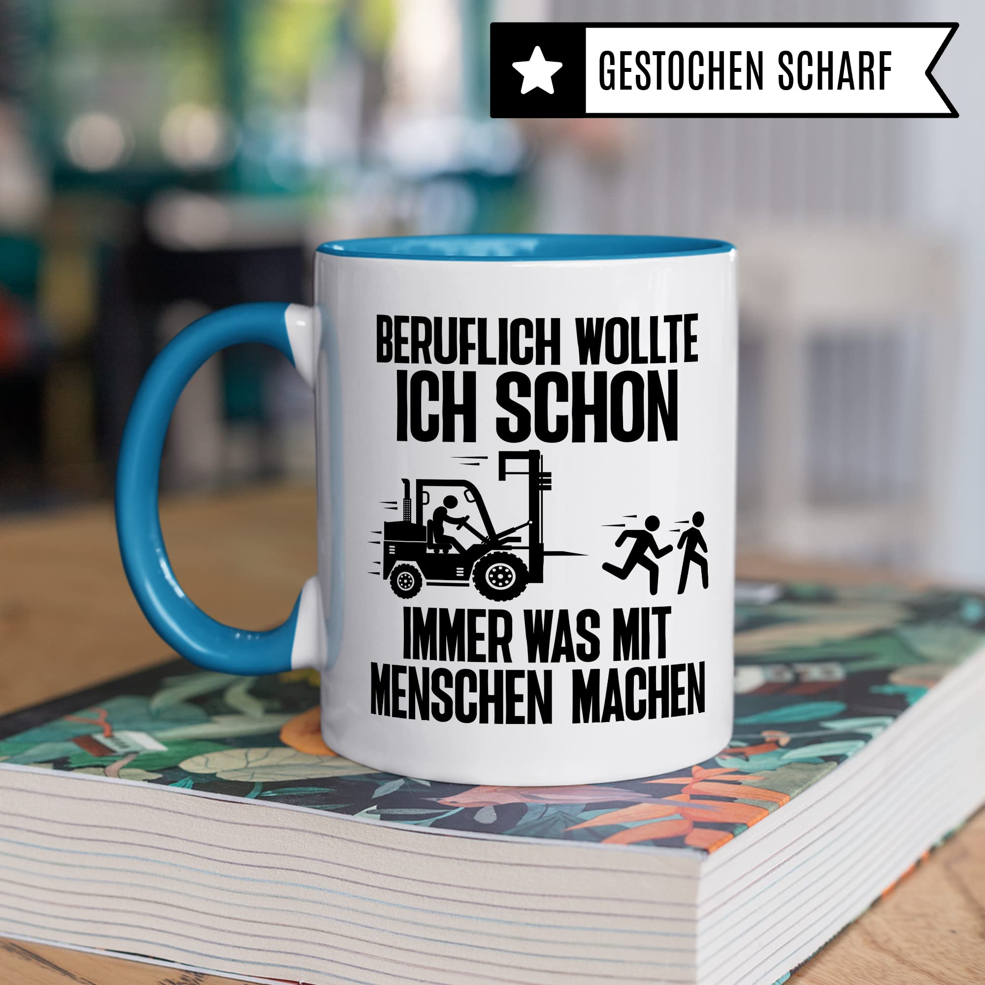 Lagerist Tasse mit Spruch lustig Staplerfahrer Geschenk Gabelstapler-Fahrer Kaffee-Becher böser Humor Kaffeebecher Lagerarbeiter Lagerlogistiker Geschenkidee