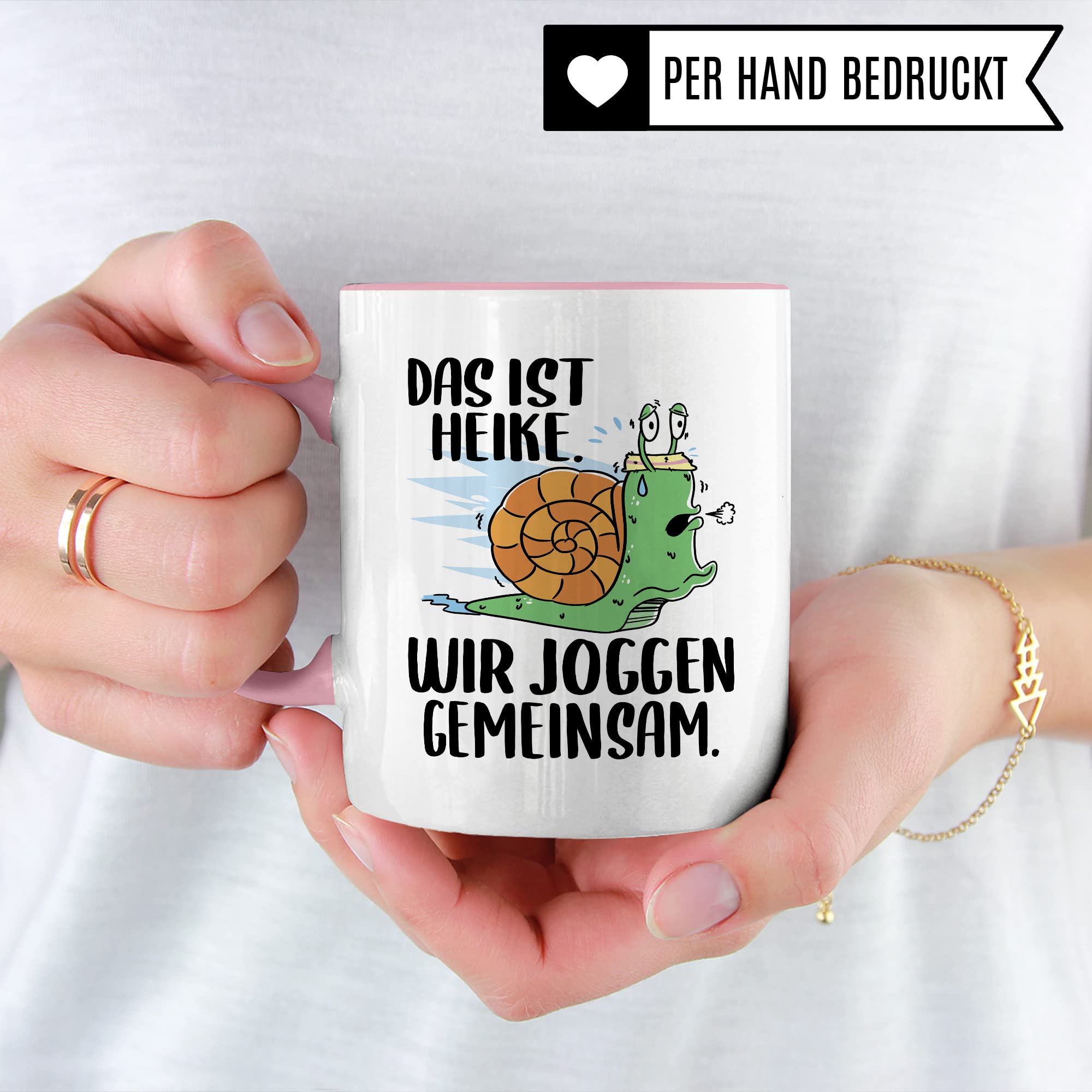 lustige Tasse Humorvolle Kaffeetasse mit Spruch Kaffee-Becher Witz Schnecke Joggen Spruch Geschenk-Idee Das ist Heike