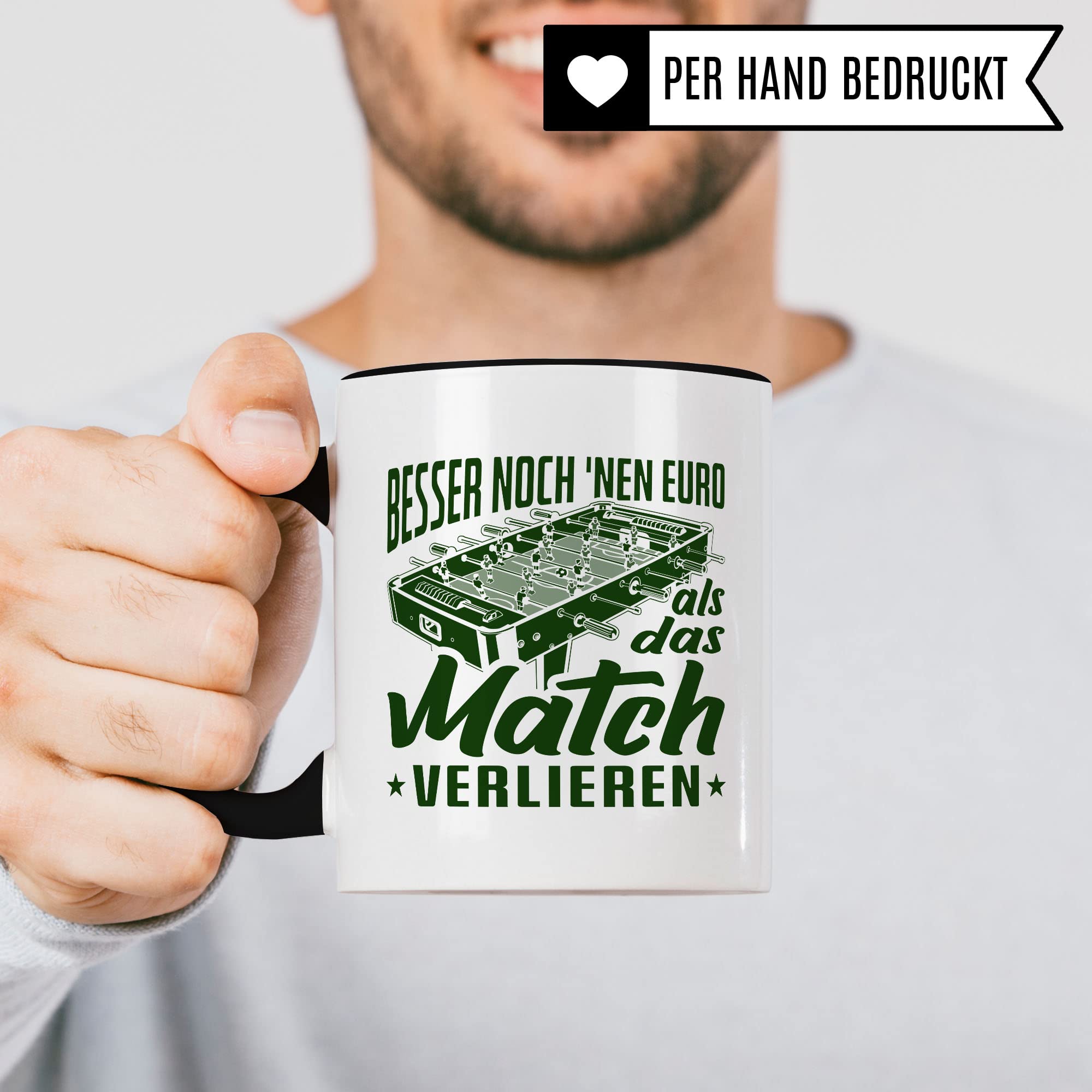 Kicker Tasse Geschenkidee Tischfußball Kaffeetasse Humor Witz Geschenk für Tischkicker Spieler Kaffeebecher Kickern Becher