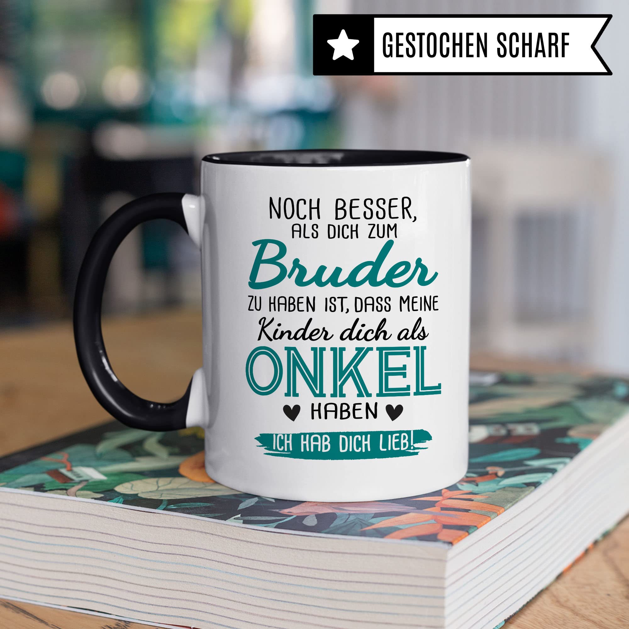 Bruder Tasse Geschwister Kaffeetasse Onkel Geschenk Bruderherz Kaffee-Becher Schwester Geschenkidee Ich hab dich lieb Motiv Geschwisterliebe