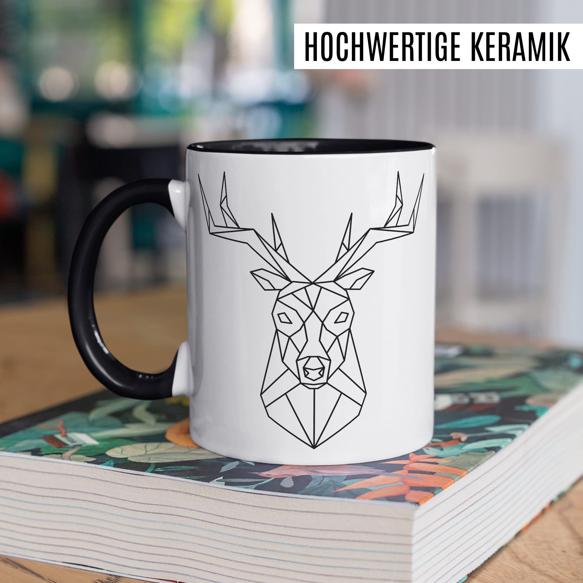 Hirsch-Motiv, hochwertiges Design Tasse Geschenk Hirsch-fans, Fuchs-Tasse Motiv, Geschenk Kollegen, Fuchs Büro-Tasse Wald-Motiv Jäger Jagd Hisrchliebhaber Naturliebhaber