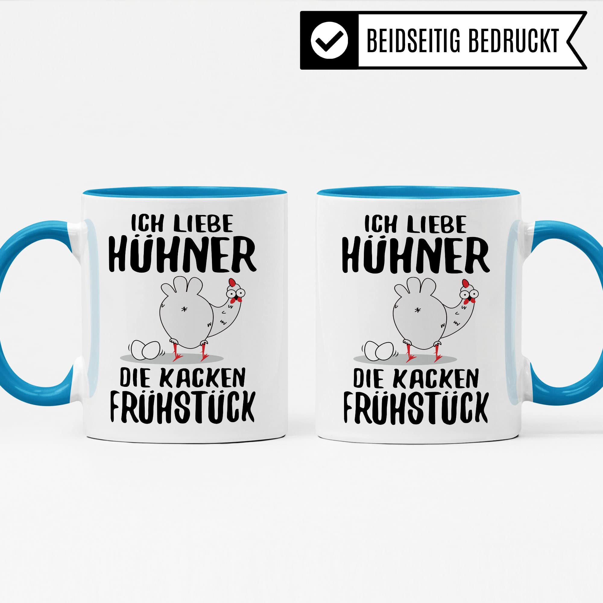 Hühner Tasse, Ich liebe Hühner die kacken Frühstück, lustig Hühnerhalter Geschenk für Landwirt Bauer Hühnerbesitzer, witzige Frühstück-Tasse mit Huhn-Motiv