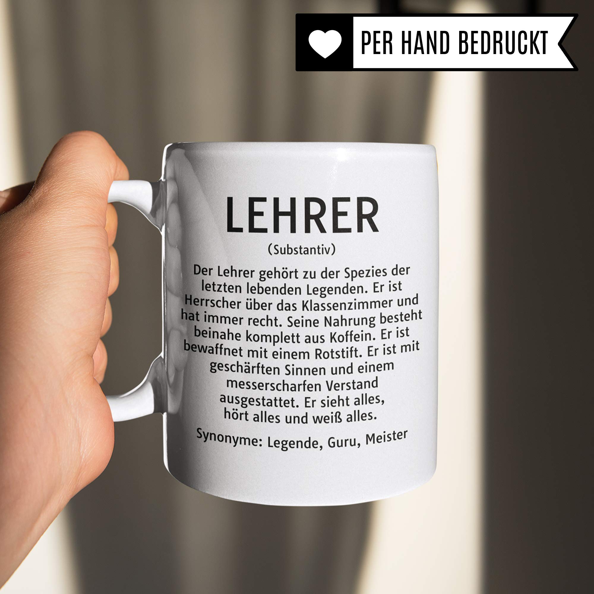 Pagma Druck Tasse Lehrer Definition, Geschenk für Lehrer, Kaffeetasse Geschenkidee Lehrer, Kaffeebecher Lehramt Schule Unterricht Witz, Lehrer Geschenk lustig Abschied Abschluss Grundschule