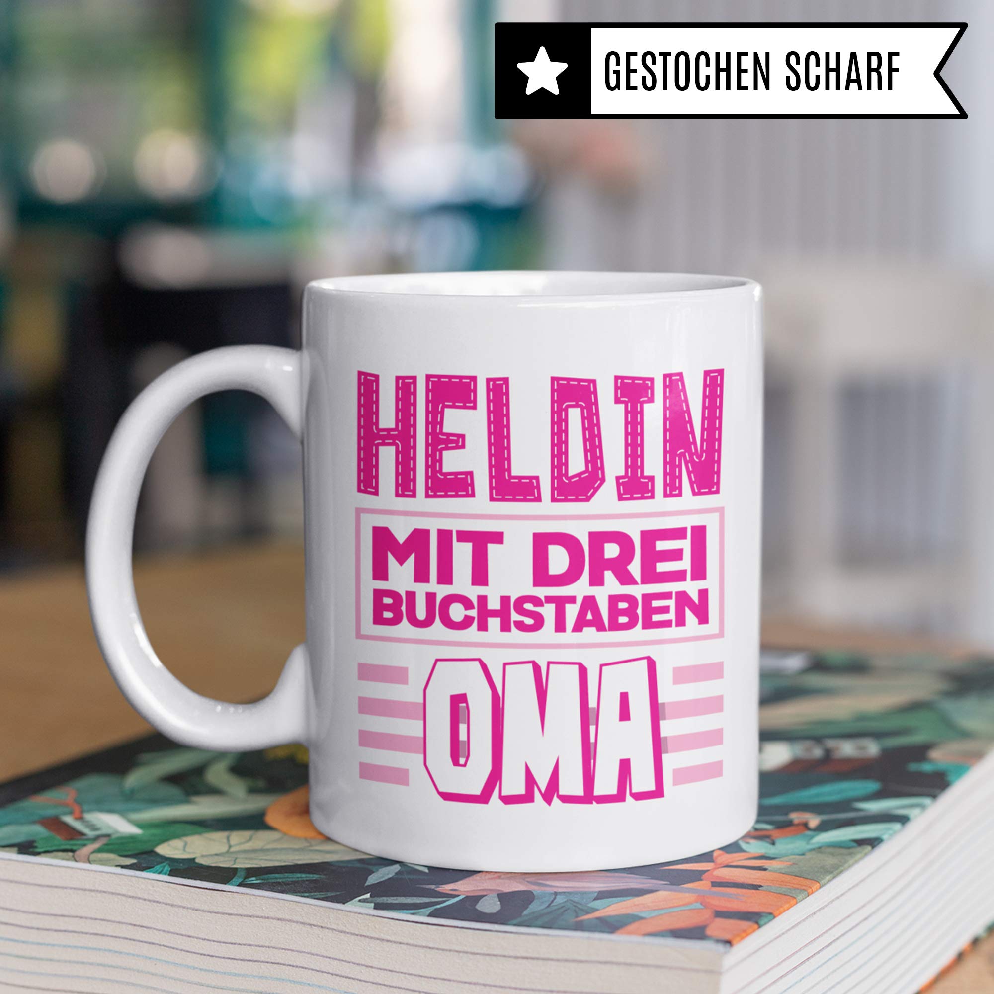 Oma Tasse mit Spruch Geschenk, Großmutter Becher Geschenkidee, Kaffeetasse für Omi mit Spruch, Großeltern Kaffeebecher