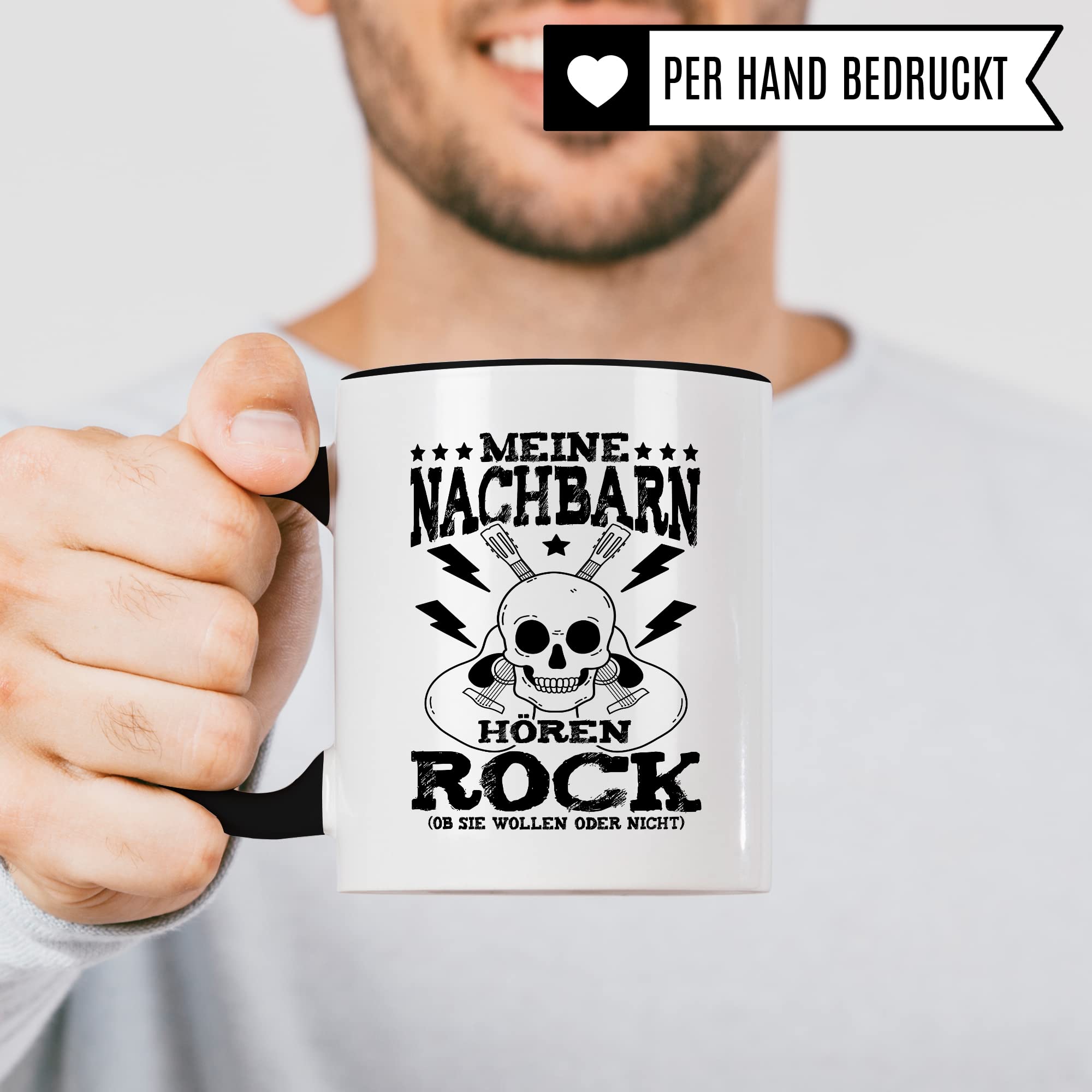 Rock Tasse Rocker Kaffeetasse Metal Fan Geschenkidee Kaffee-Becher Geschenk Spruch lustig Humor Teetasse Witz Meine Nachbarn hören Rock