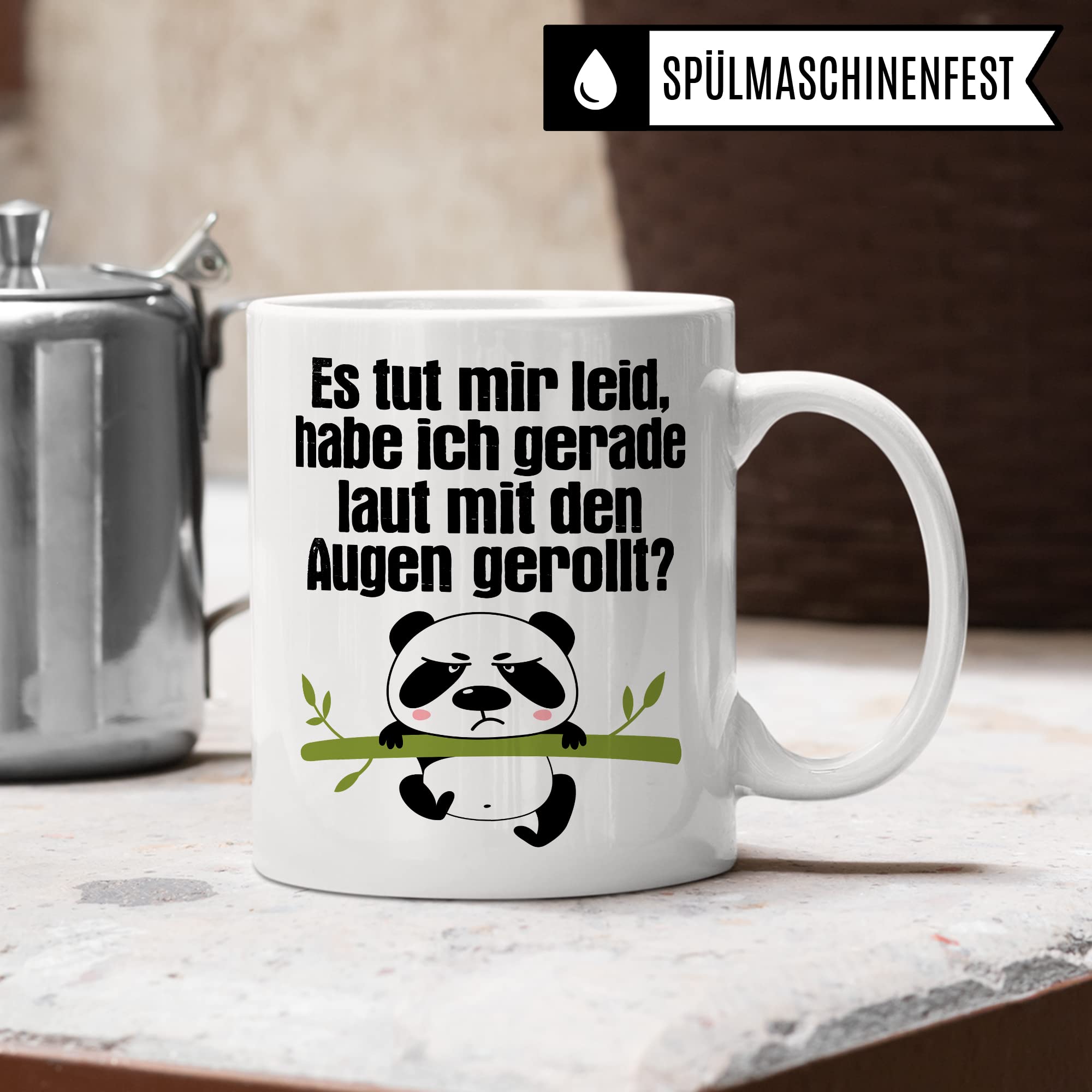 Tasse witzig Lustig Kaffeetasse Tasse fürs Büro Panda Tasse Augen rollen Spruch Kaffee-Becher Tassen Sprüche Witz Cool Kollegin Geschenk Geschenkidee