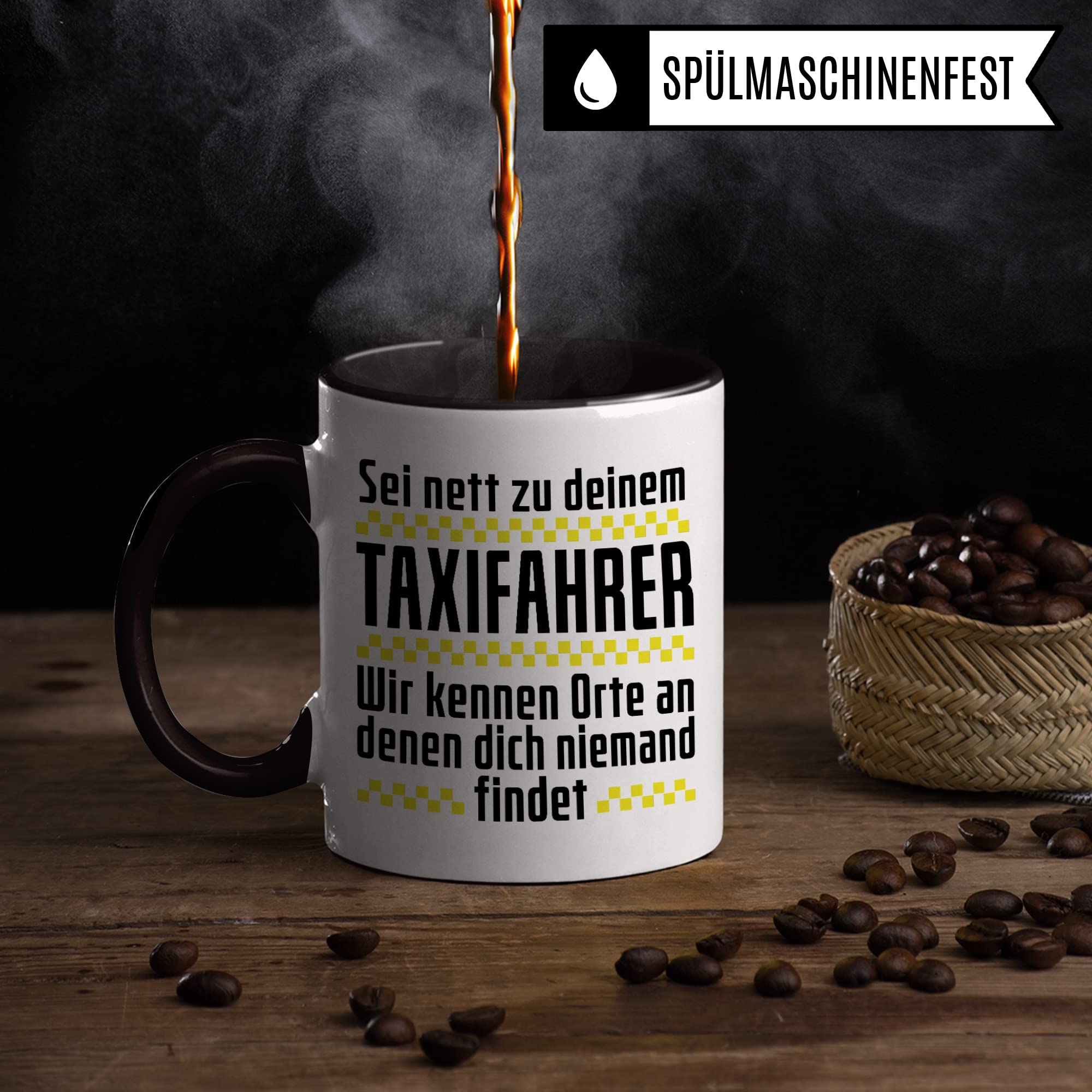 Taxi Tasse, Taxifahrer lustiger Spruch Geschenkidee Kaffeetasse, Taxi Geschenk Humor Taxichauffeur Teetasse Becher Kaffeebecher