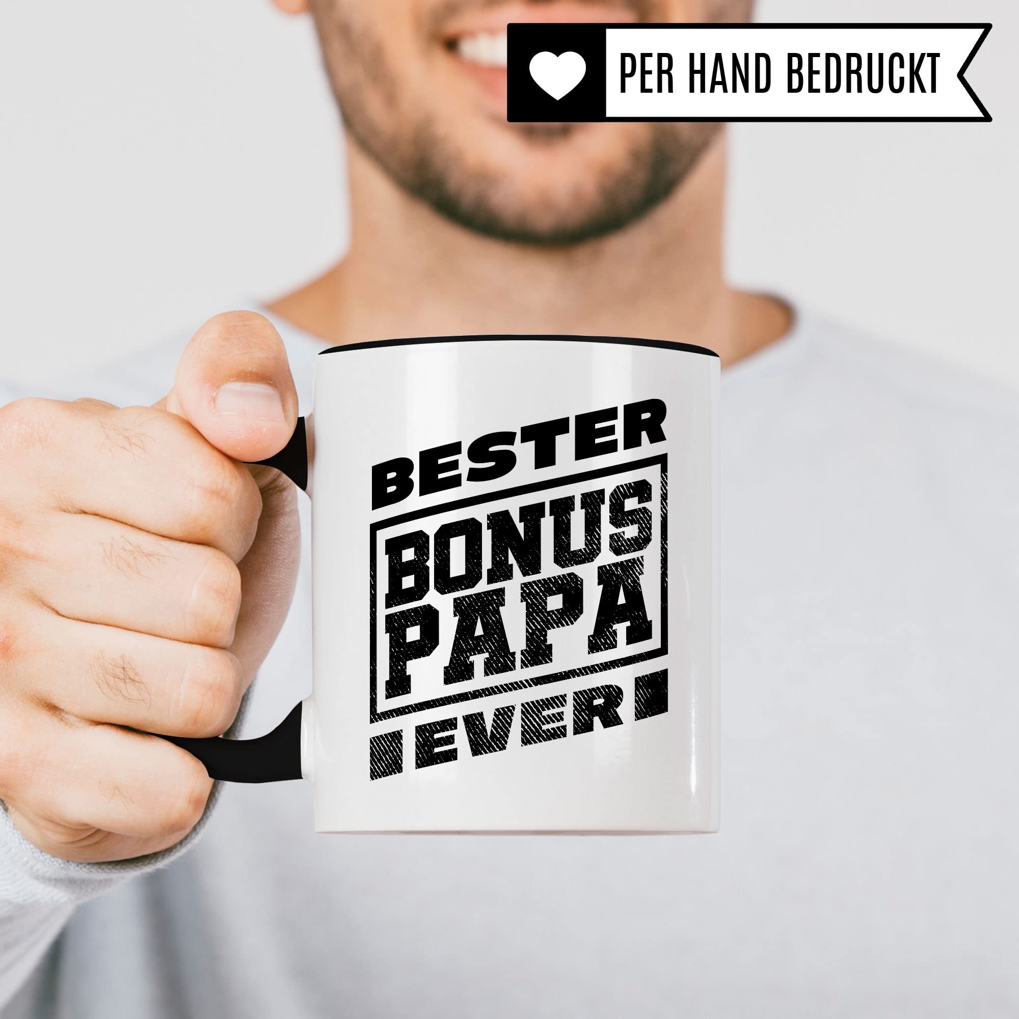 Bonuspapa Tasse Geschenkidee Papa Kaffeetasse Geschenk für Stiefvater Kaffeebecher Stiefpapa Becher