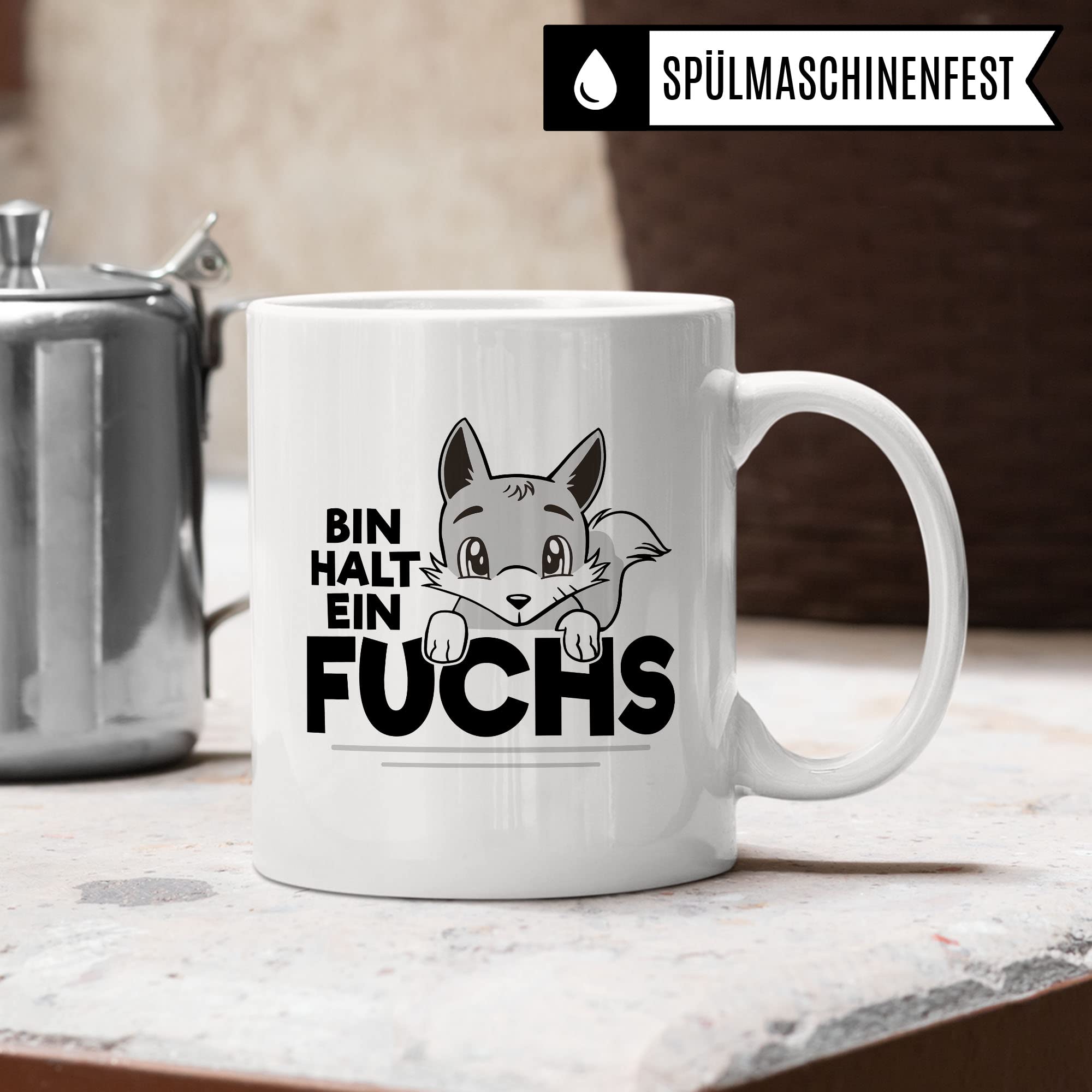 Fuchs Tasse, Bin halt ein Fuchs Spruch, Geschenk Schlaufuchs Besserwissen Schlaumeier, Fuchs-Motiv, Geschenk Kollegen Freund Freundin lustiger Fuchs Büro-Tasse