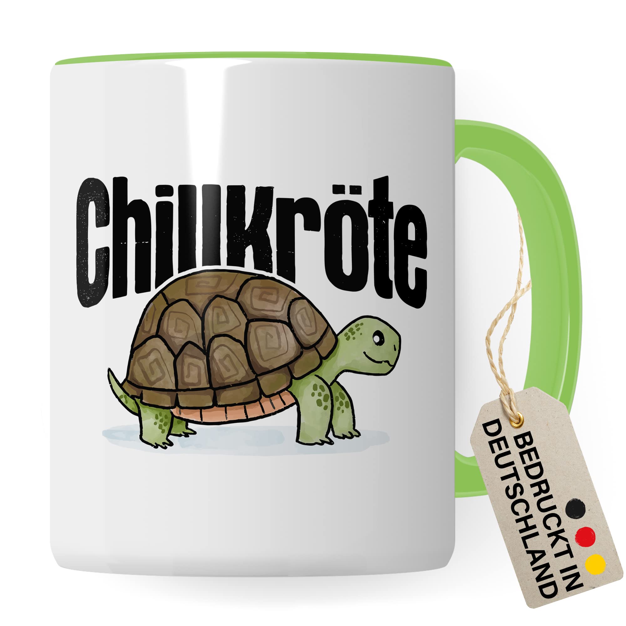 Chillkröte Tasse lustige Kaffeetasse mit Spruch Kaffee-Becher witzig Schildkröte Teetasse Humor Faulpelz Tasse