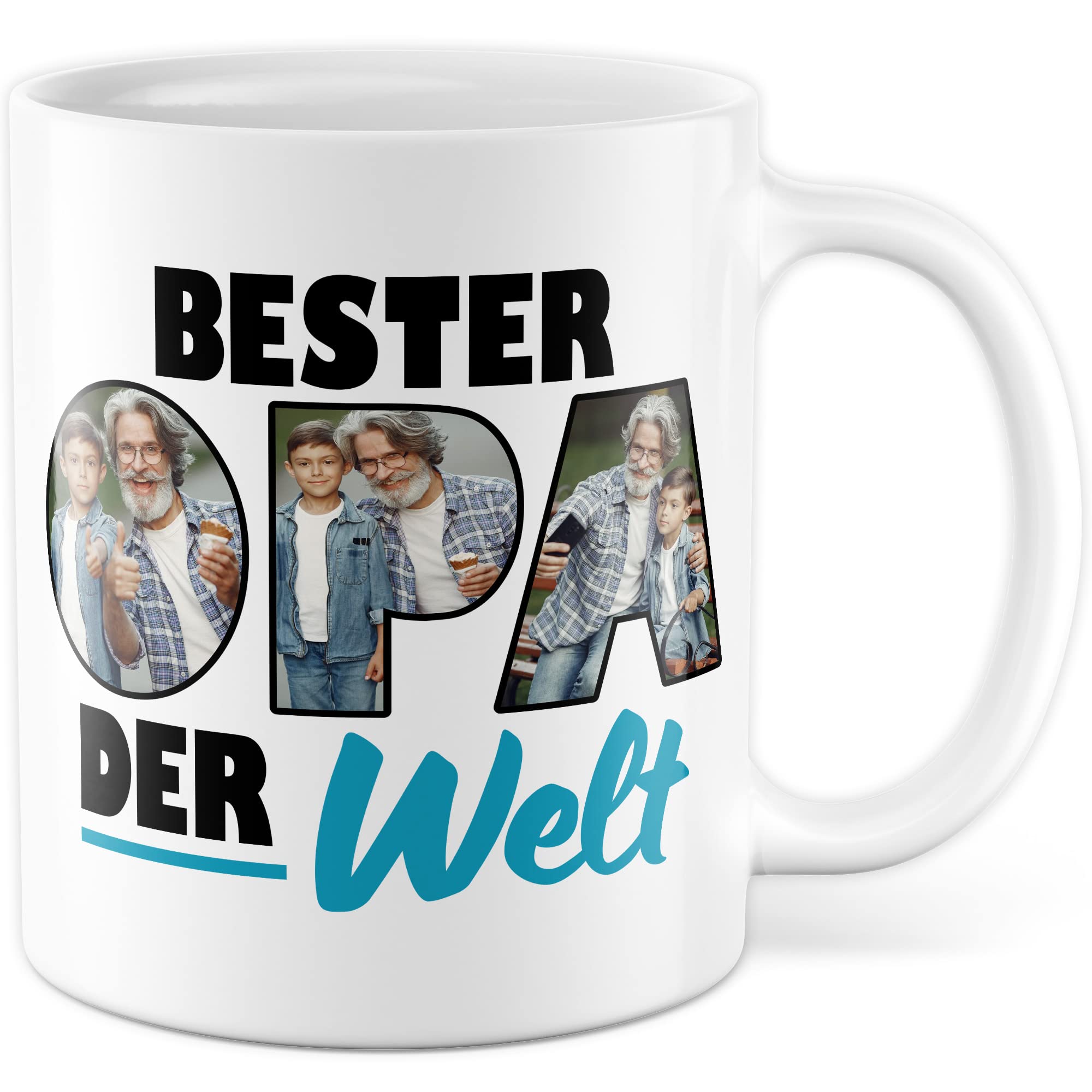 Opa Tasse personalisierbar mit Bild, Bester Opa der Welt, Geschenk personalisiert Großvater Spruch Enkelkinder schöner Spruch Geschenkidee Kaffeetasse Enkel