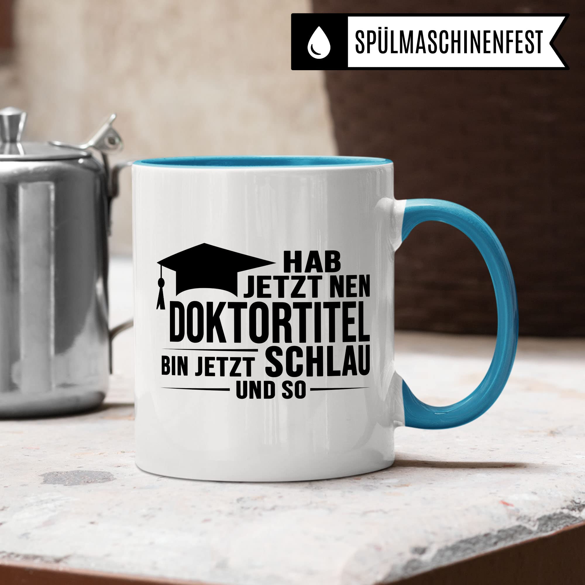 Doktortitel Tasse Geschenkidee, Kaffeebecher mit Spruch lustig, Doktor Geschenk, Kaffeetasse Humor Witz Geschenkidee für Doktorarbeit, Doktorin Teetasse