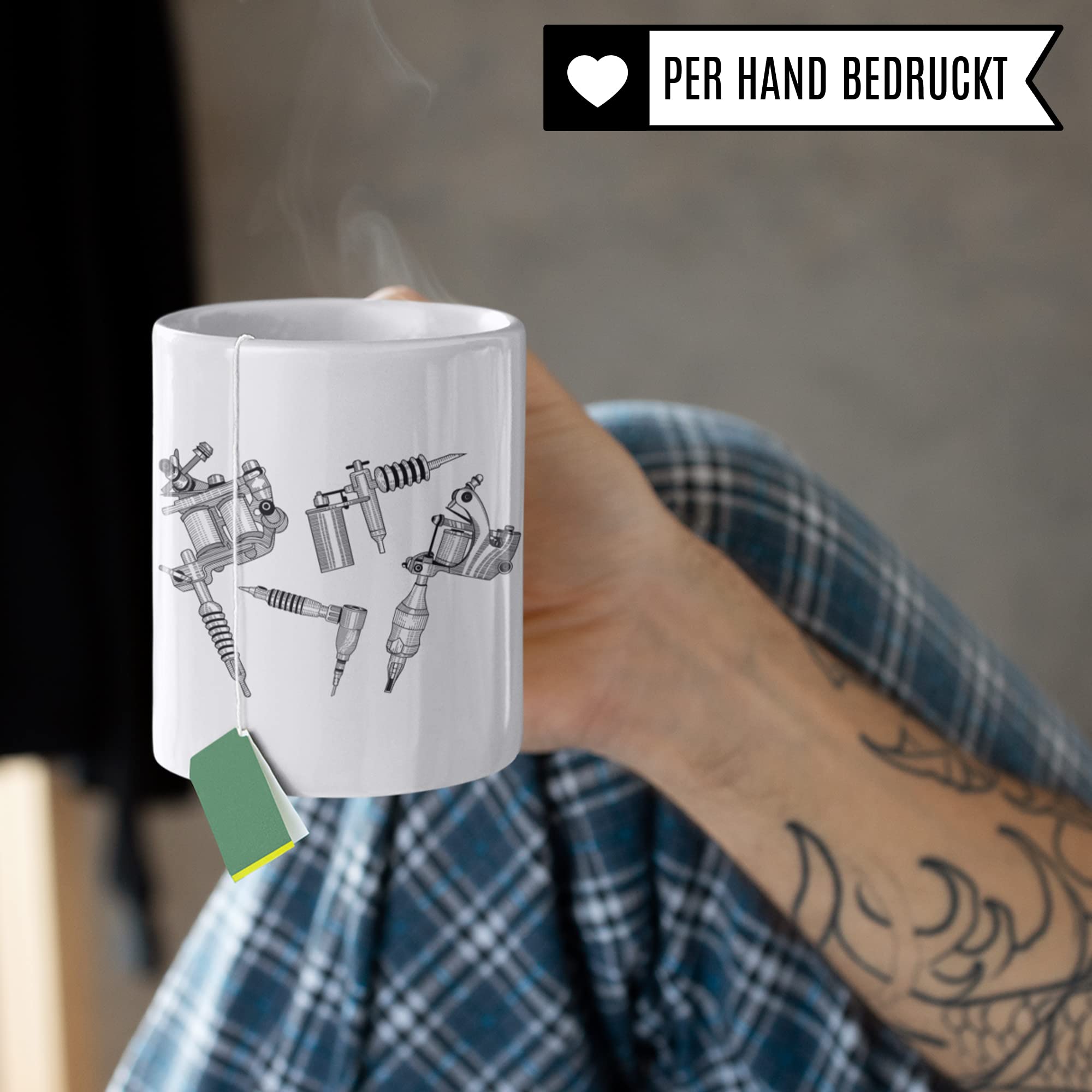 Tattoo Tasse, Tattoo Maschine Spruch, Geschenk Tattowierer Tattoo Motiv Spruch, Geschenkidee Tattowierte Beruf Tattoowierer Kaffeetasse schönes Motiv