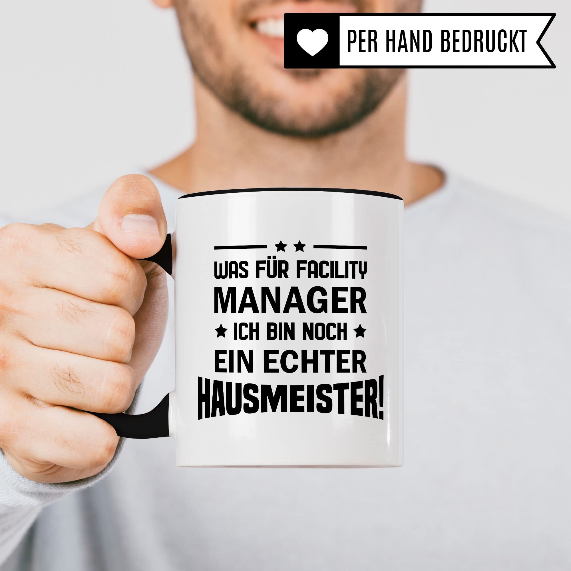 Hausmeister Tasse Geschenkidee Kaffeetasse Humor Witz Geschenk für Facility Manager Kaffeebecher Gebäudewartung Becher