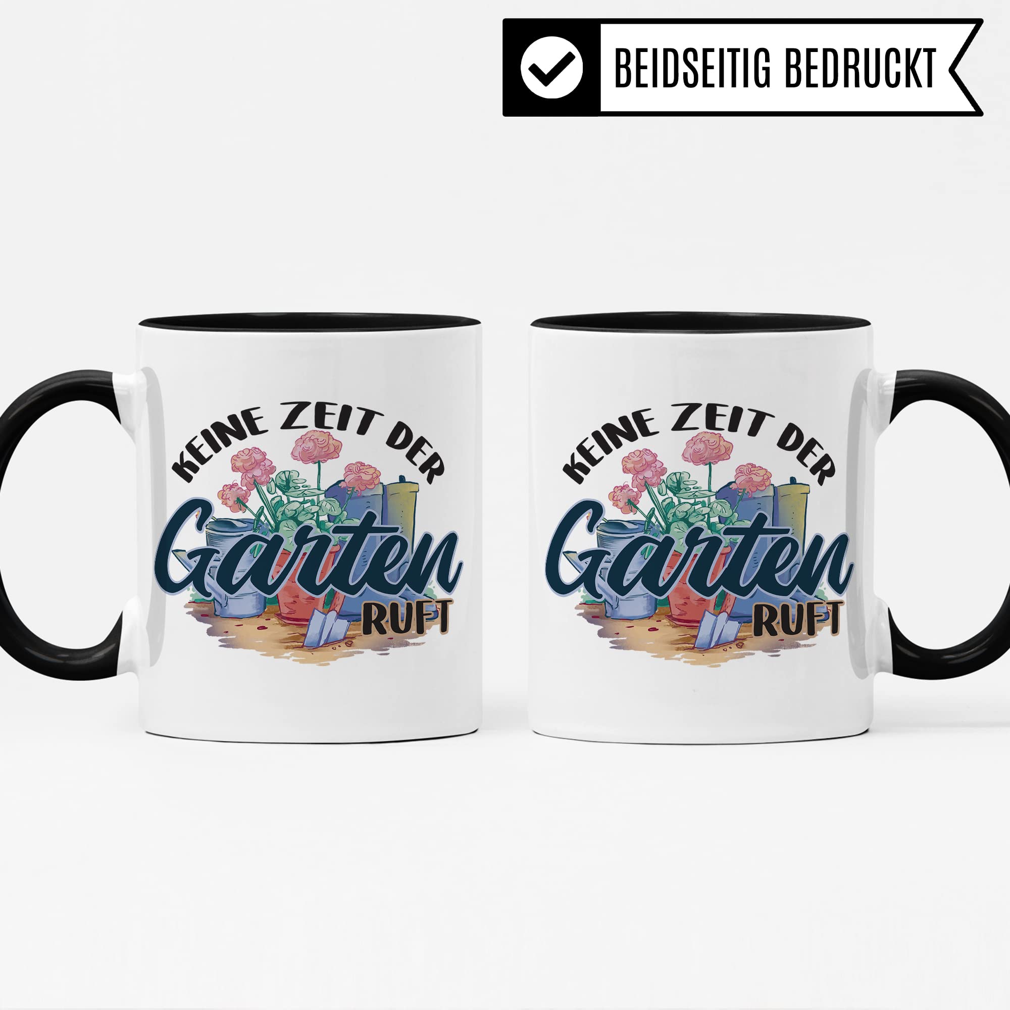 Tasse Garten-Liebhaber, Keine Zeit der Garten ruft Spruch, Kaffeebecher Geschenk Garten-Motiv Kaffee-Tasse Hobby-Gärtner Hobby-Gärtnerin grüner Daumen Geschenkidee Kaffeetasse