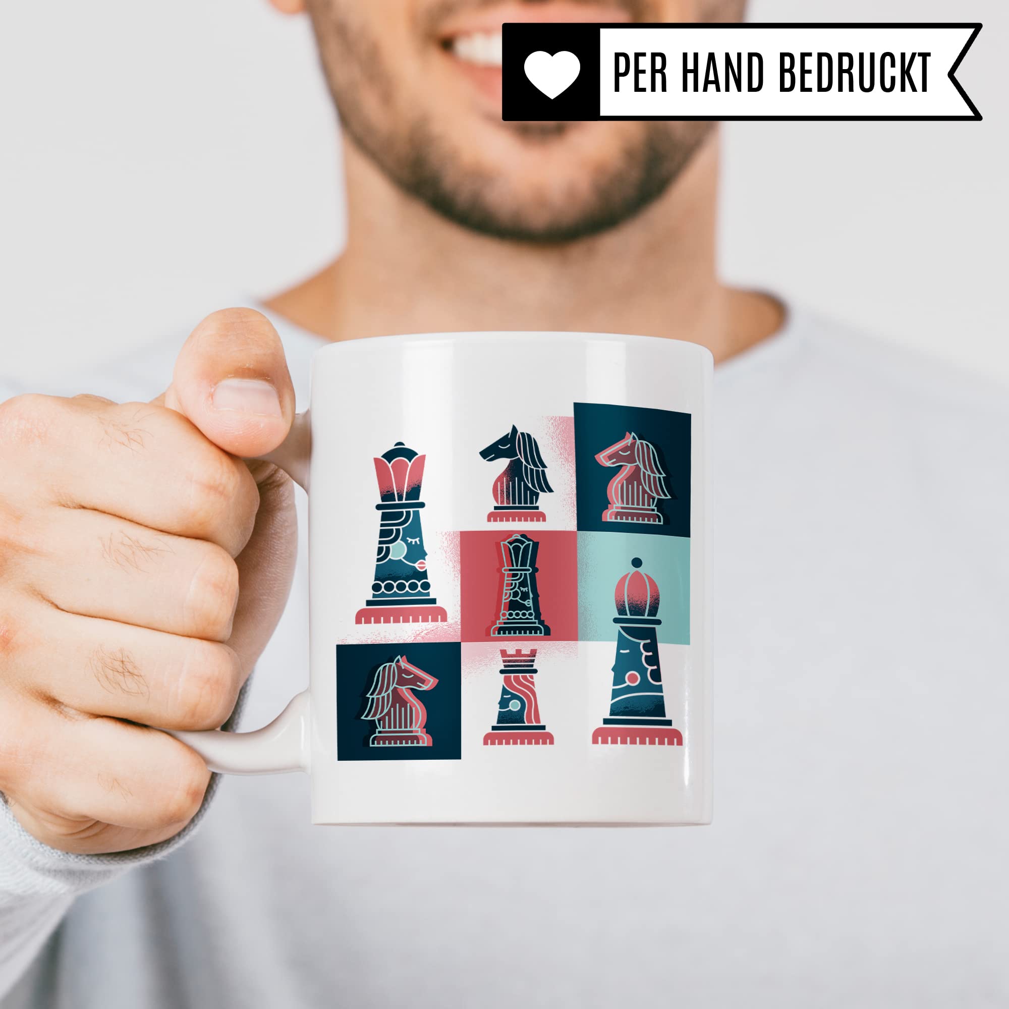 Schachfigur Tasse Geschenkidee, Kaffeetasse Schach Motiv, Kaffeebecher Schachspielen Humor Witz Geschenk für Schachspieler, Schachspiel Teetasse