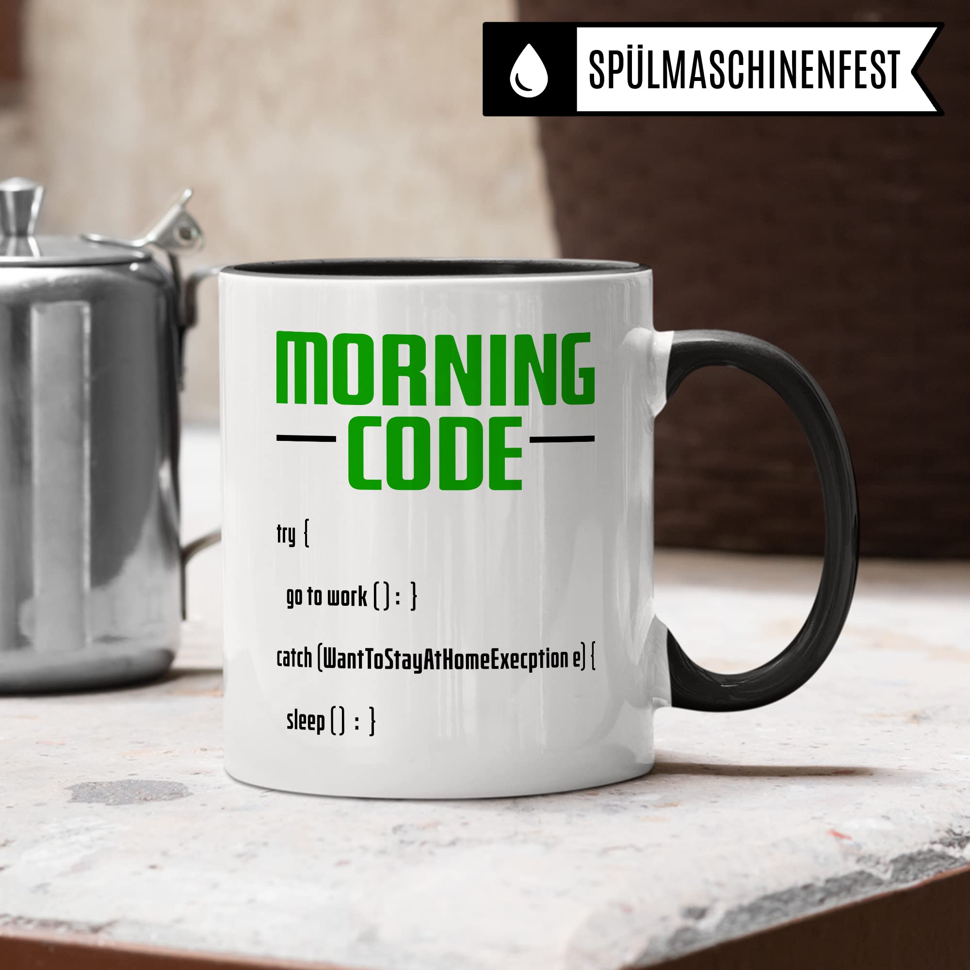 Informatiker Tasse Kaffeetasse Informatik-Student Morning Code Programmieren Kaffee-Becher lustig Geschenk Sarkasmus Geschenkidee Programmierer