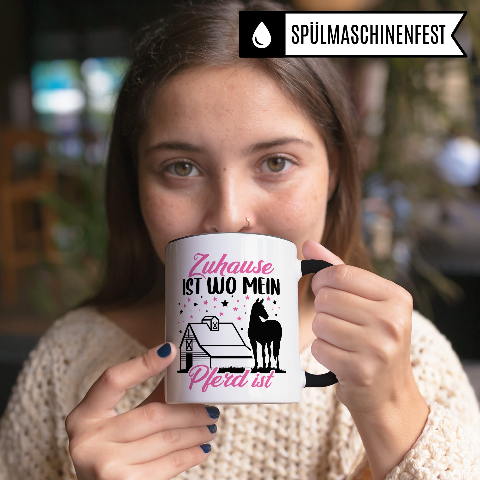 Pferd Tasse Zuhause Stall Pferde Kaffeetasse Reiterin Kaffee-Becher Reiten bester Freund Vierbeiner Teetasse Pferdemädchen Stallmädchen Pferdeliebhaber Geschenk Geschenkidee Reiter