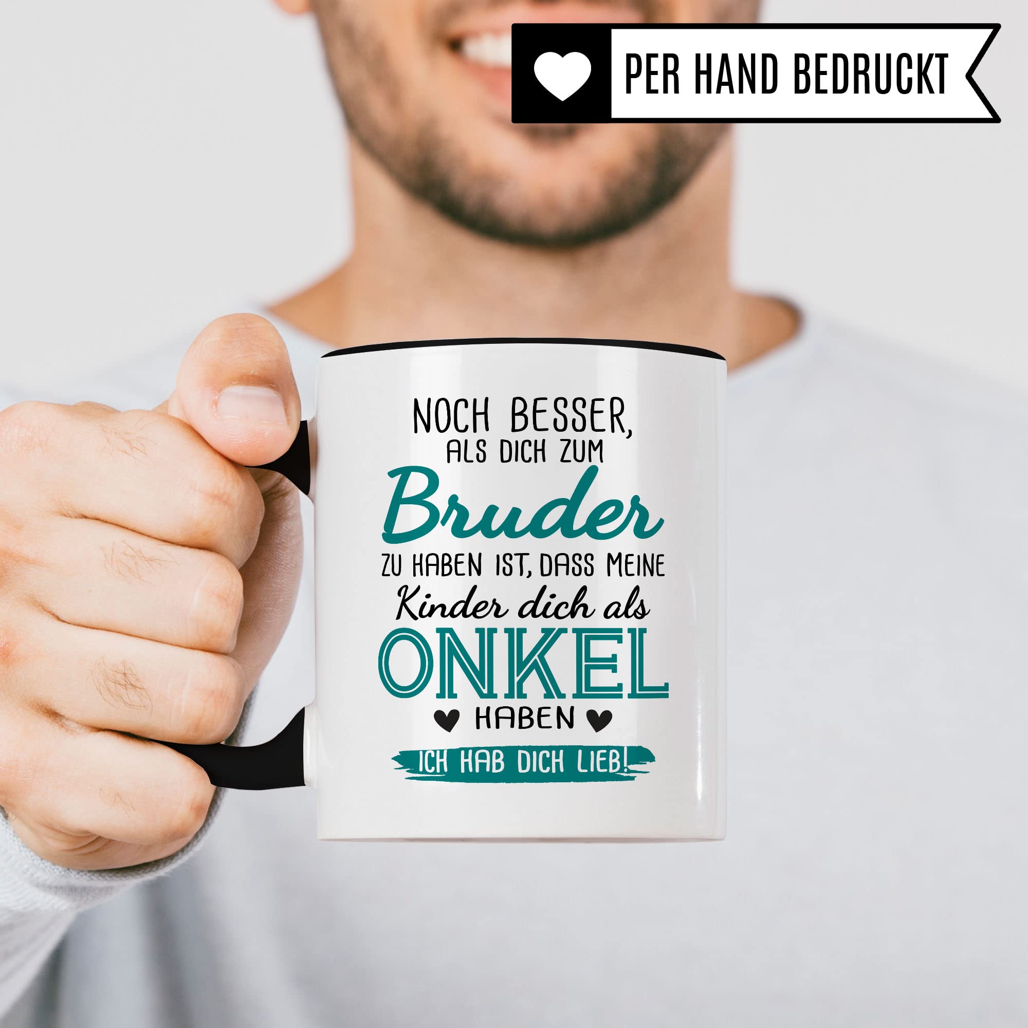 Bruder Tasse Geschwister Kaffeetasse Onkel Geschenk Bruderherz Kaffee-Becher Schwester Geschenkidee Ich hab dich lieb Motiv Geschwisterliebe