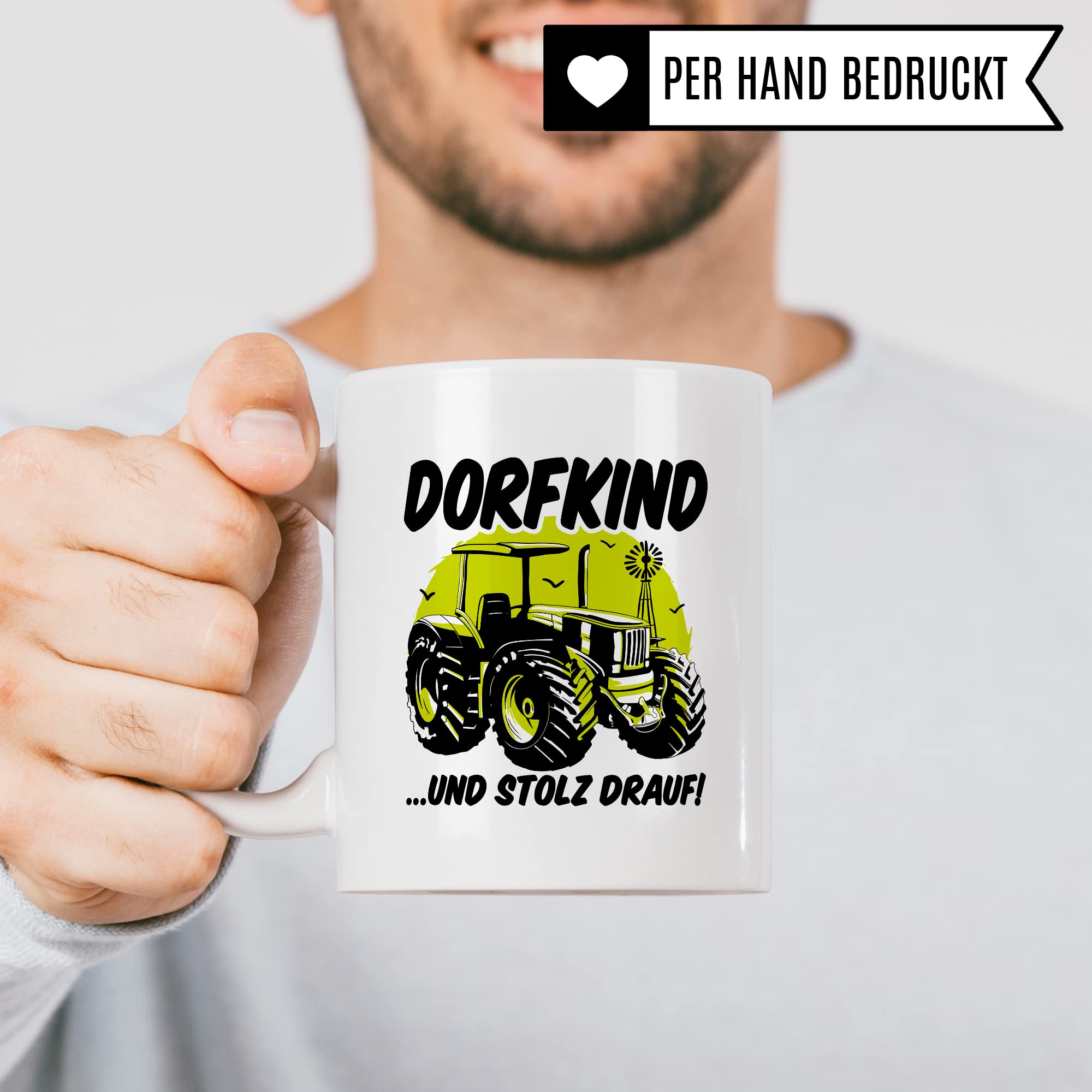 Tasse Dorfkind Geschenk, DORFKIND…UND STOLZ DRAUF Geschenkidee Dorfkinder Kaffeetasse mit Spruch lustig Kaffee-Becher Teetasse ländlich Humor Witztasse