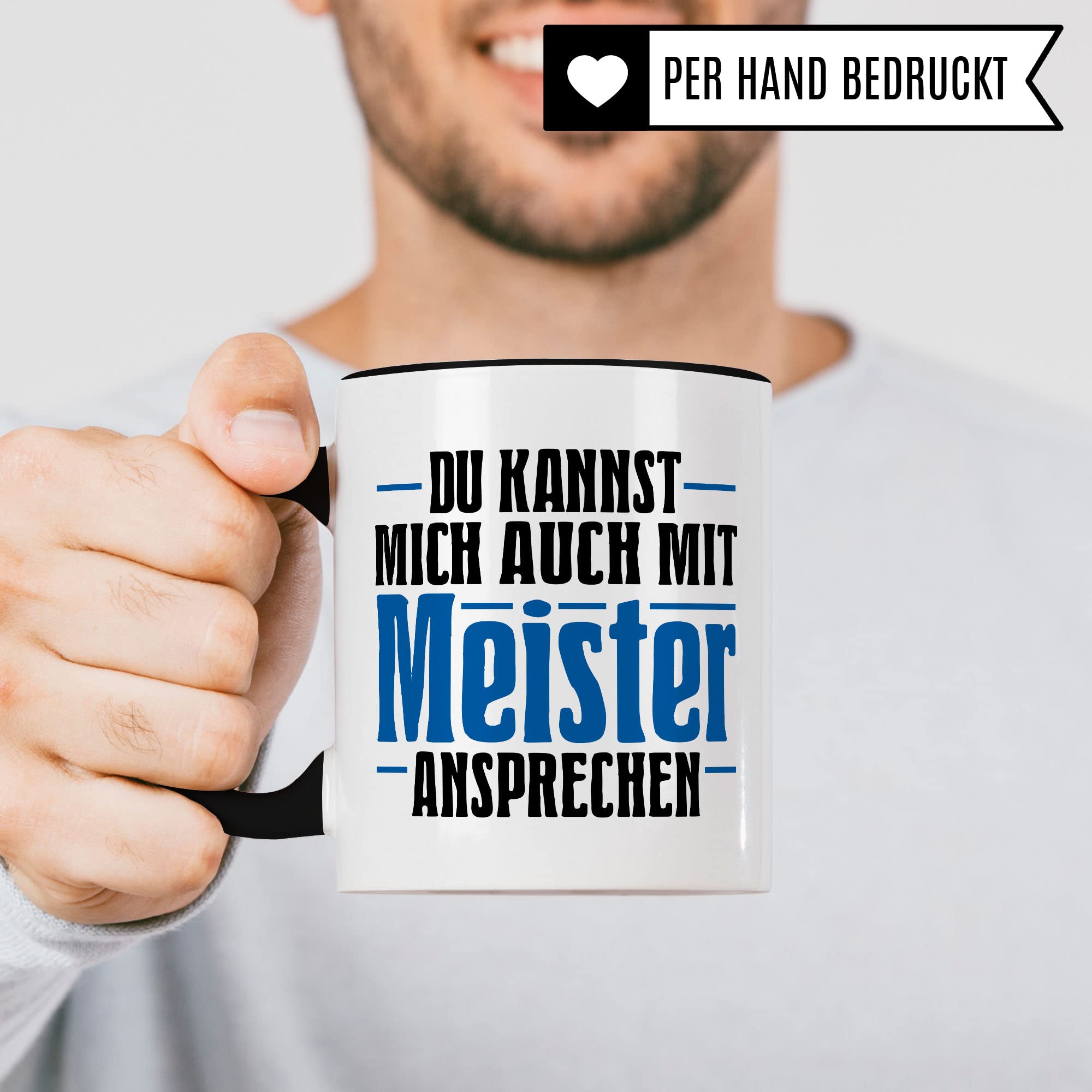 Meister Tasse Handwerksmeister Kfz Bestanden Meister-Prüfung Geschenk Kaffeetasse Humor Witz Geschenkidee für Meisterlehre Industriemeister Handwerker Kaffee-Becher