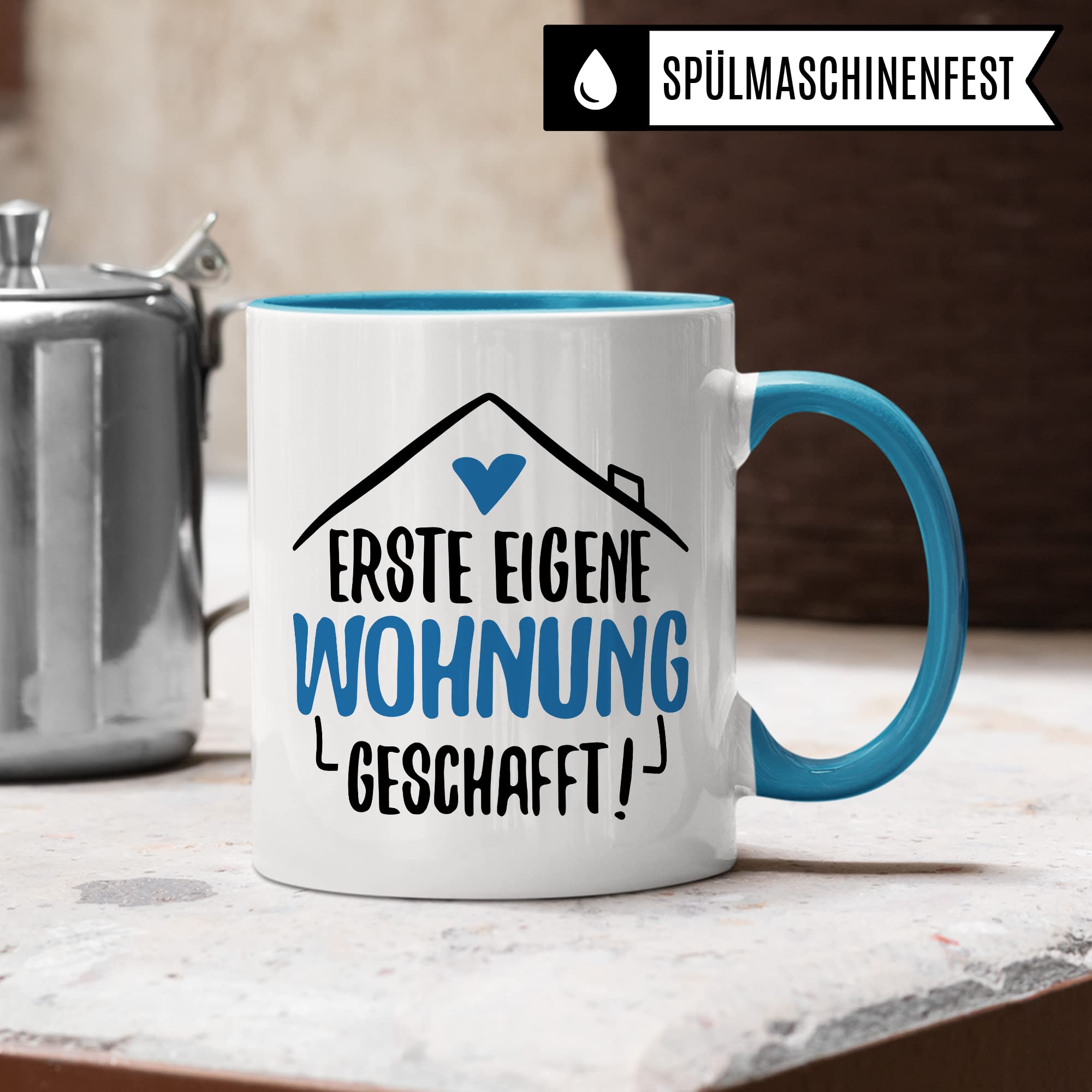 Tasse Eigene Wohnung Erste Wohnung Kaffee-Becher Wohnung Kaffeetasse Geschenk Geschenkidee Einweihungsparty Auszug Umzug Teetasse Ausziehen Eltern Ausstattung Geschirr