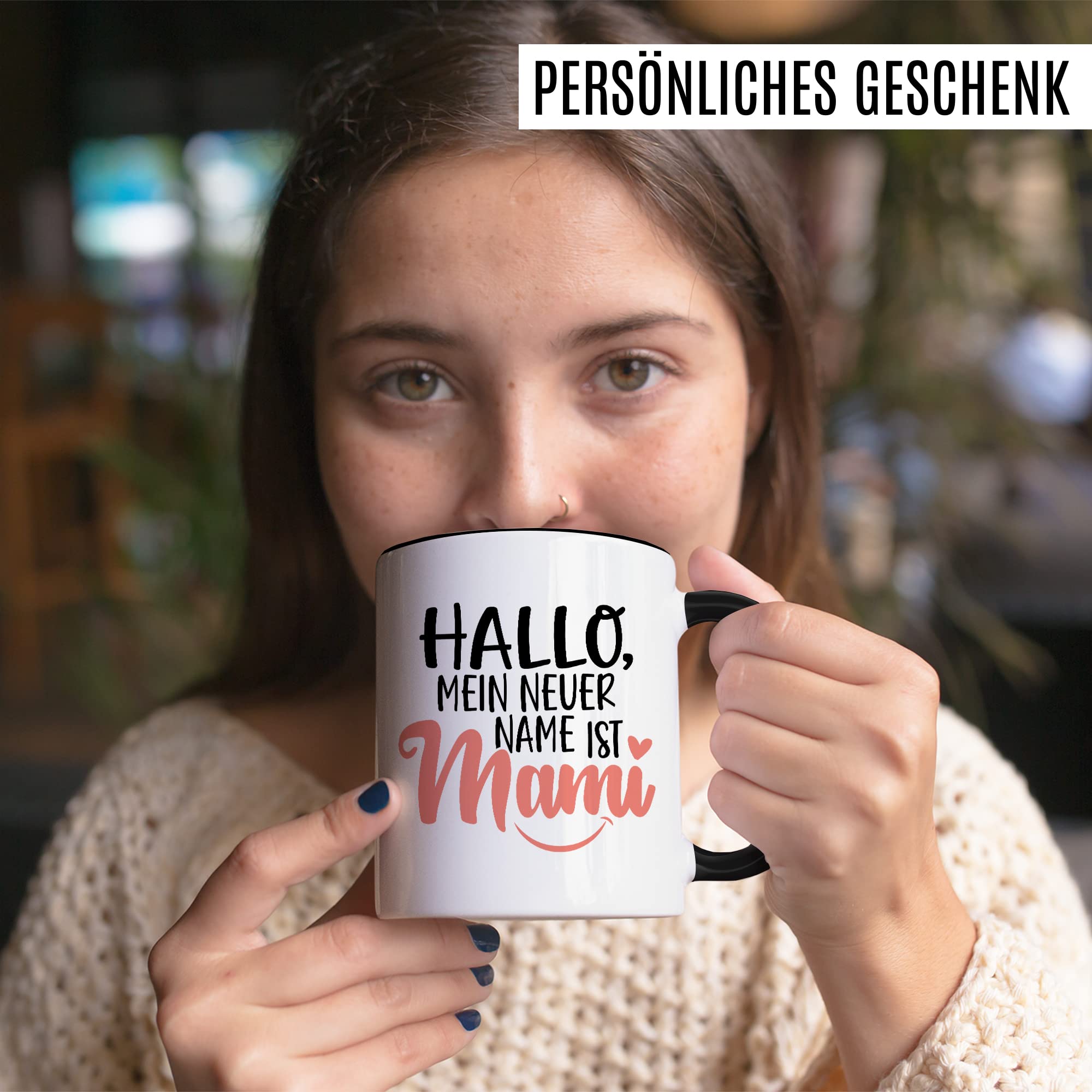 Tasse Mama Geschenk, Hallo mein neuer Name ist Mami Geschenkidee werdende Mutter Kaffeetasse mit Spruch lustig Kaffee-Becher zukünftige Mama frisch Mutter Babyparty