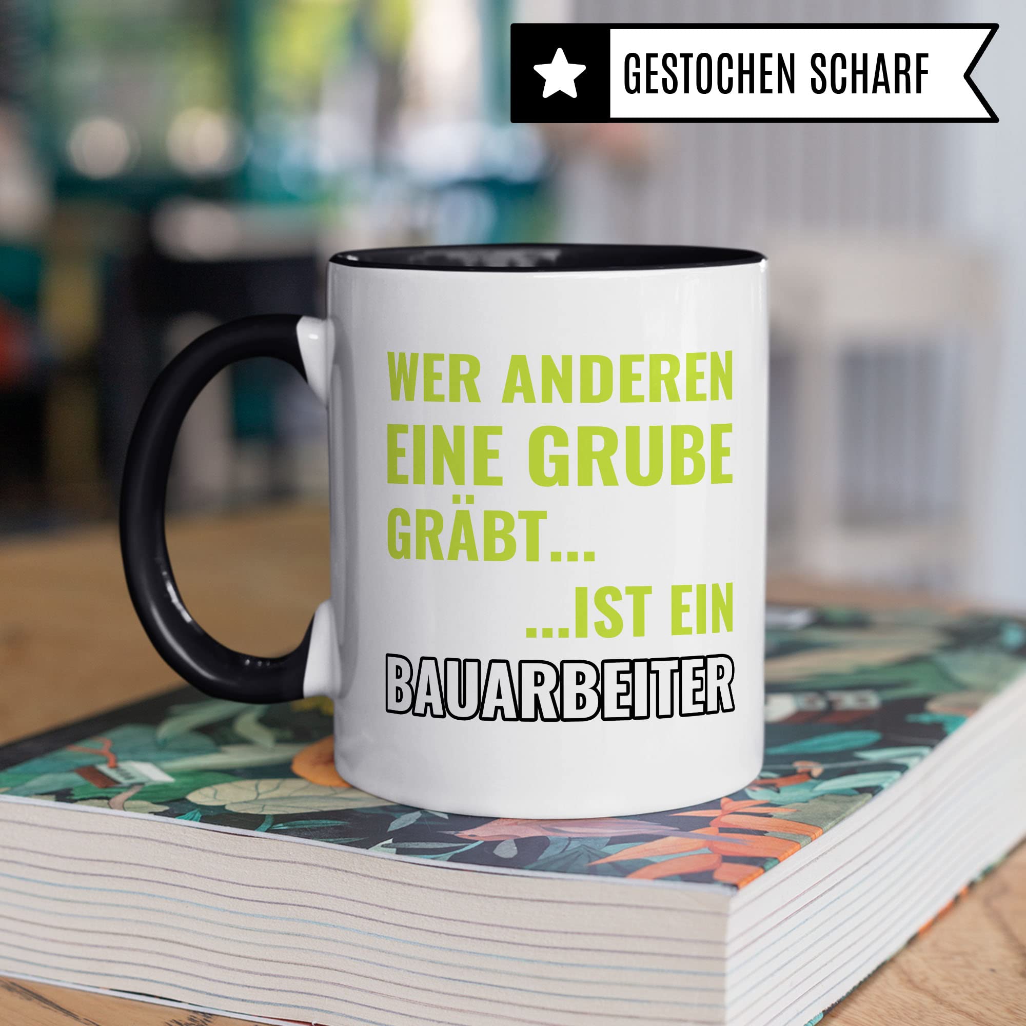 Bauarbeiter Tasse, Baustellen Spruch lustig, Männer Kaffeetasse Geschenkidee, Bagger Kaffeebecher, Baggerfahrer Becher, Humor Witz Geschenk für Baustelle