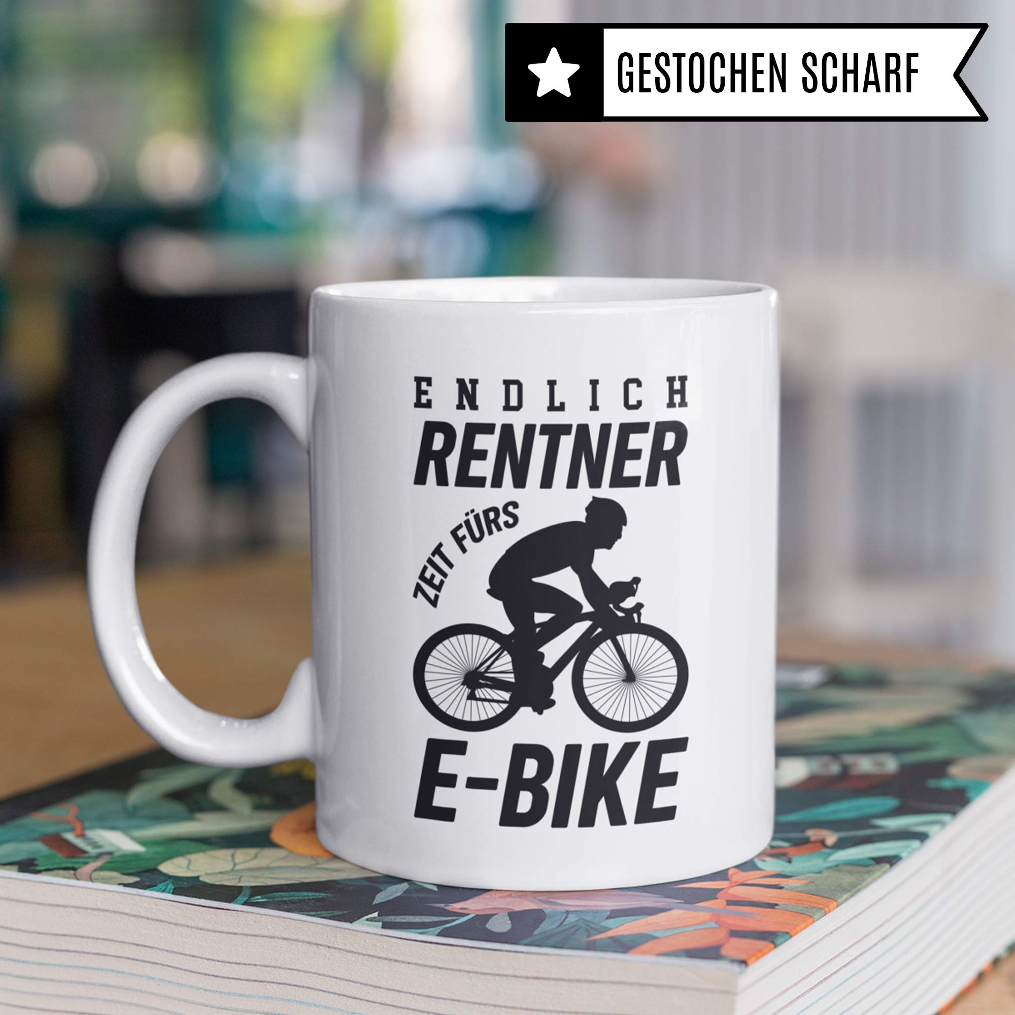 Pagma Druck Tasse E-Bike E Bike Geschenk Rentner Alter Mann Kaffeebecher Spruch Opa Ebike Elektrofahrrad Becher Geschenkidee