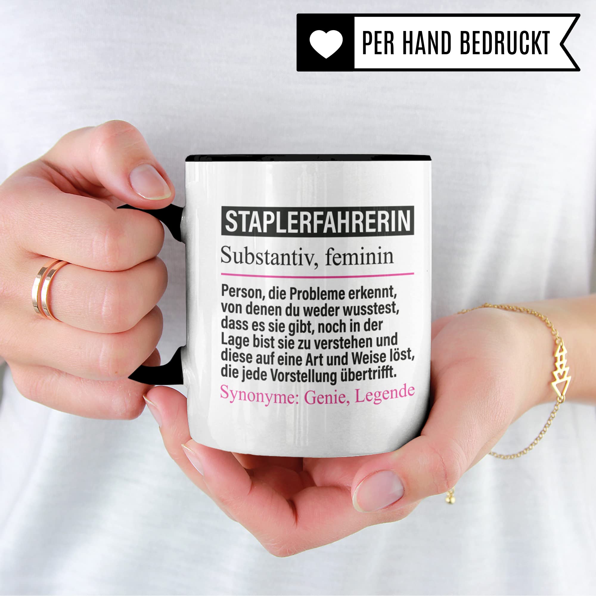 Tasse Staplerfahrerin lustig, Staplerfahrerin Geschenk Beruf, Spruch Kaffeebecher Staplerfahrerinnen Geschenkidee, Beruf Staplerfahren Kaffee-Tasse Teetasse Becher