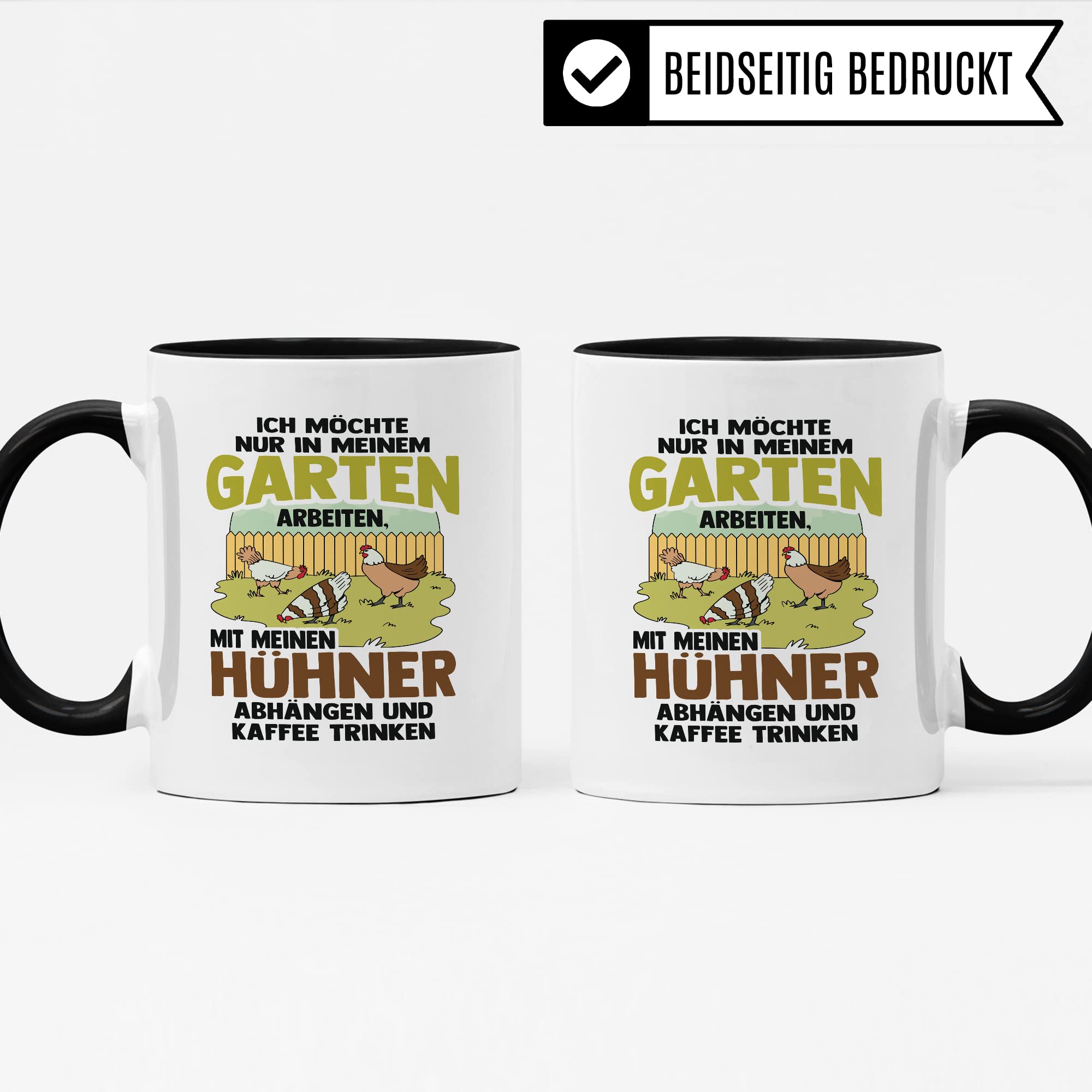 Garten Hühner Tasse Gartenarbeit Kaffeetasse Hühnerhalter-in Kaffee-Becher Heimgärtner Geschenkidee lustig Geschenk Humor