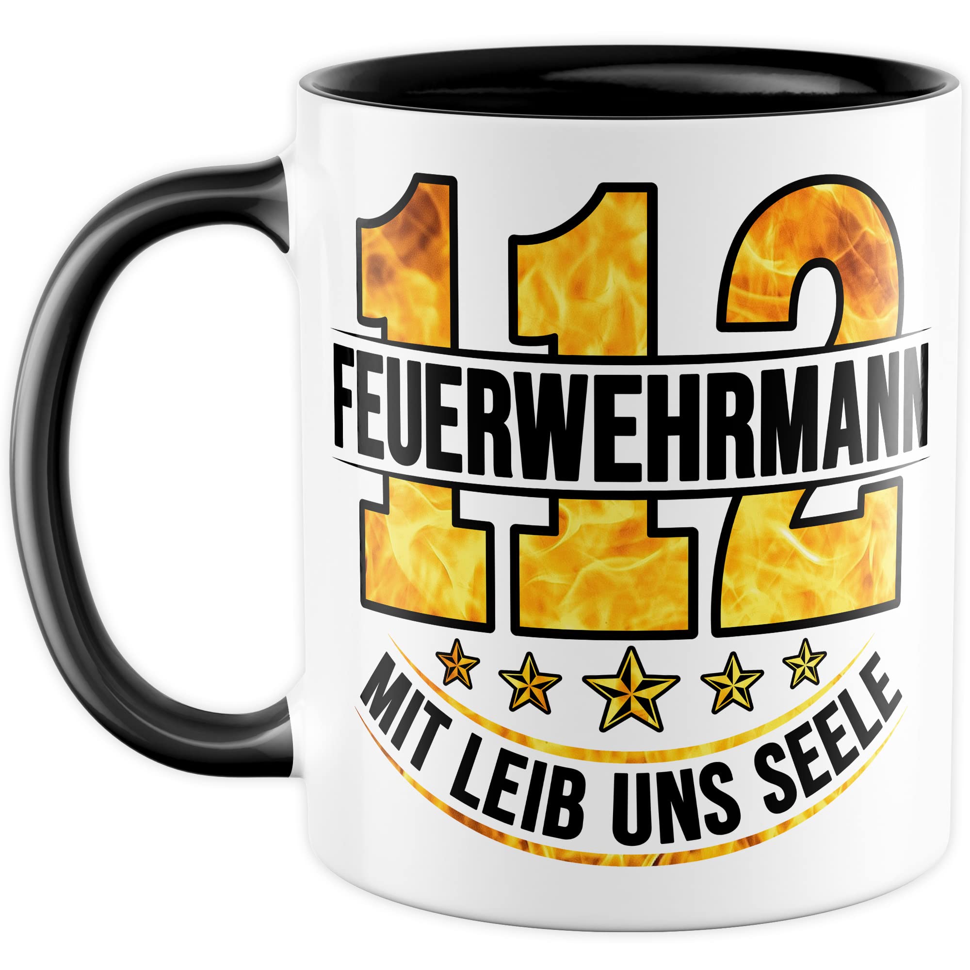 Feuerwehrmann Tasse 112 Geschenkidee Kaffeetasse mit Spruch Geschenk für Freiwillig Feuerwehr Kaffeebecher Feuerwehrauto Becher