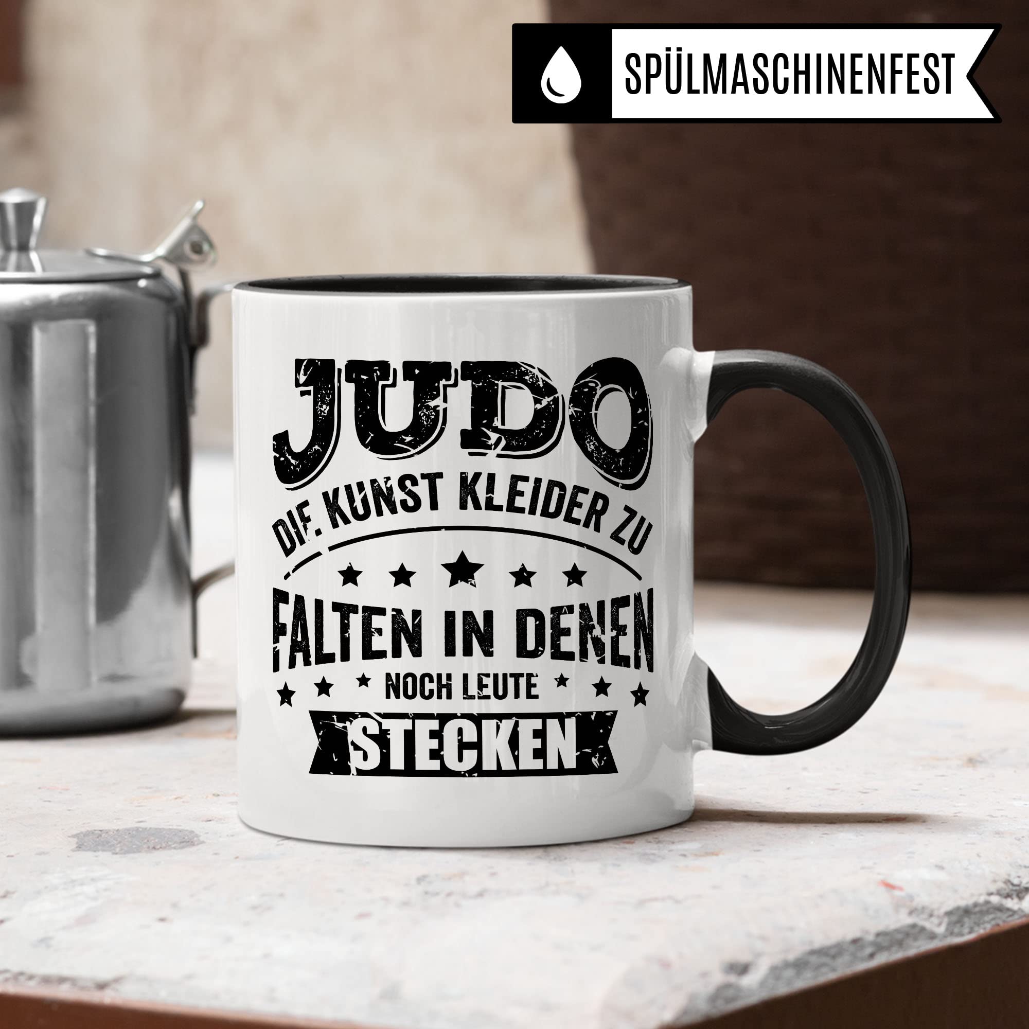 Judo Tasse Geschenkidee Kaffeetasse Humor Witz Geschenk für Judo-Kämpfer Kaffeebecher Kampfsport Becher