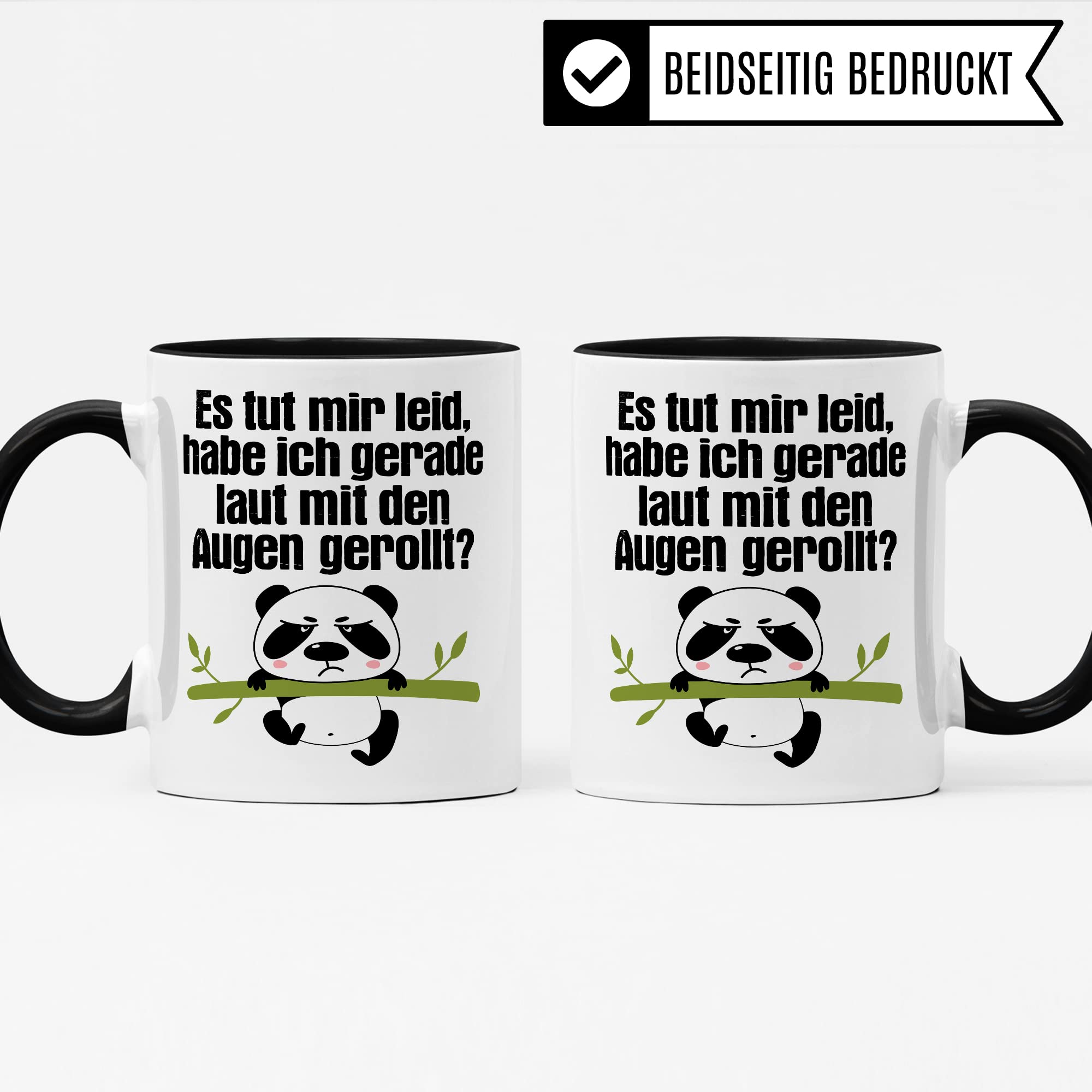 Tasse witzig Lustig Kaffeetasse Tasse fürs Büro Panda Tasse Augen rollen Spruch Kaffee-Becher Tassen Sprüche Witz Cool Kollegin Geschenk Geschenkidee