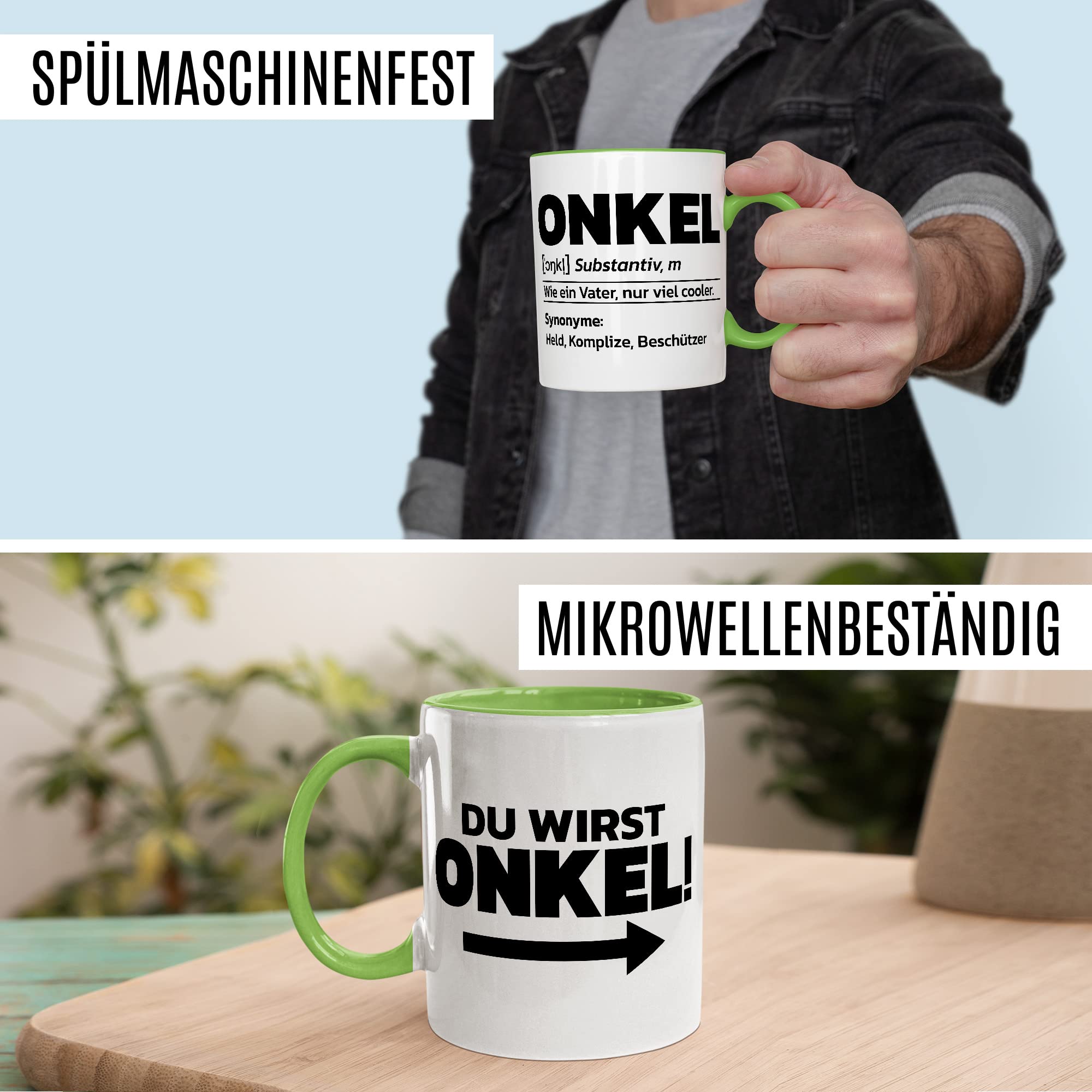 Du wirst Onkel Tasse Geschenk lustig Bruder Kaffeetasse Nichte Kaffee-Becher Neffe Geschenkidee werdender Onkel Definition Motiv Familie Humor Geschwister Patenonkel Pate