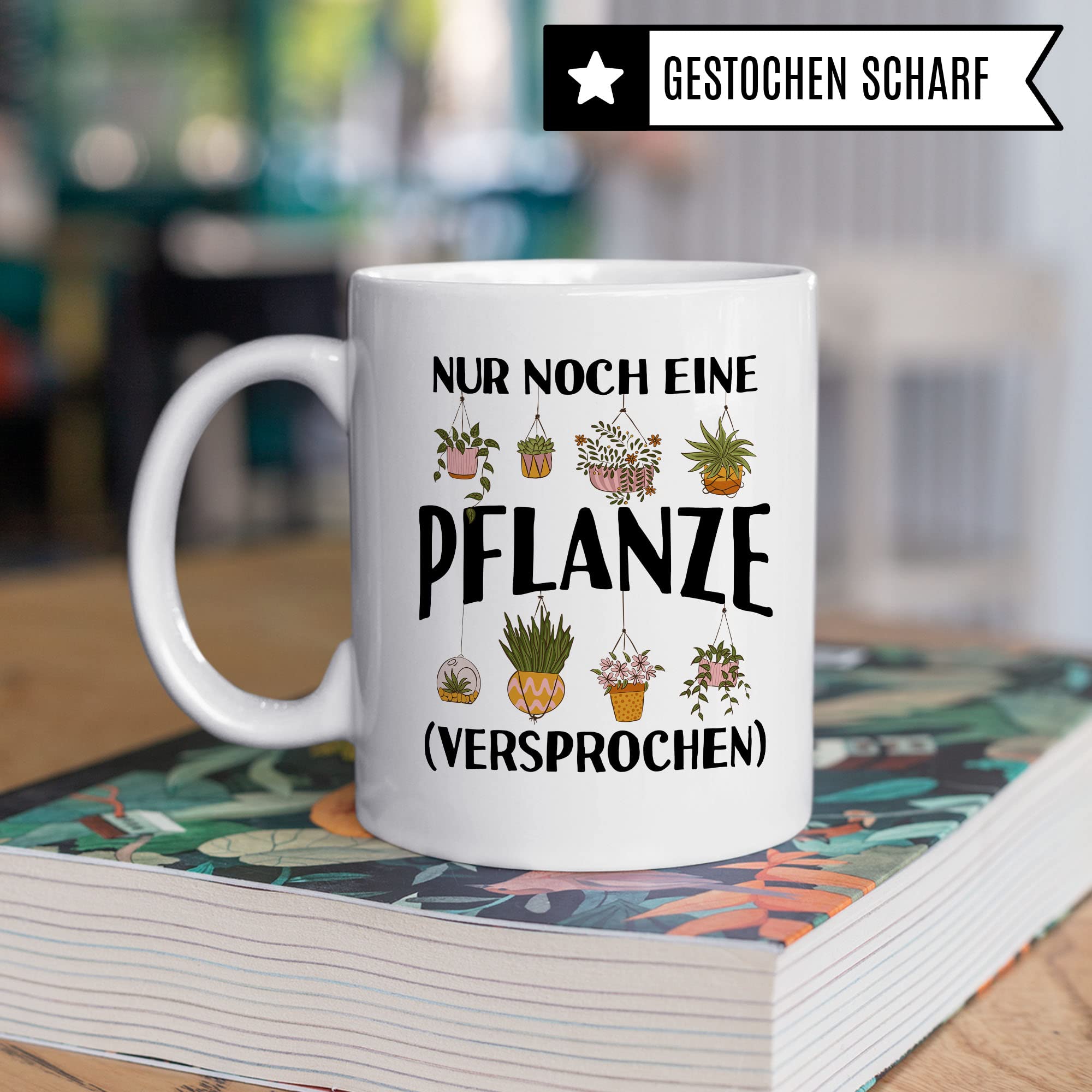 Tasse Garten-liebhaber, Nur noch eine Pflanze versprochen Spruch, Geschenk Garten-Motiv Kaffeetasse Hobby-Gärtner Hobby-Gärtnerin, Pflanzen-Motiv Pflanzenliebhaber Plants grüner Daumen Tassen