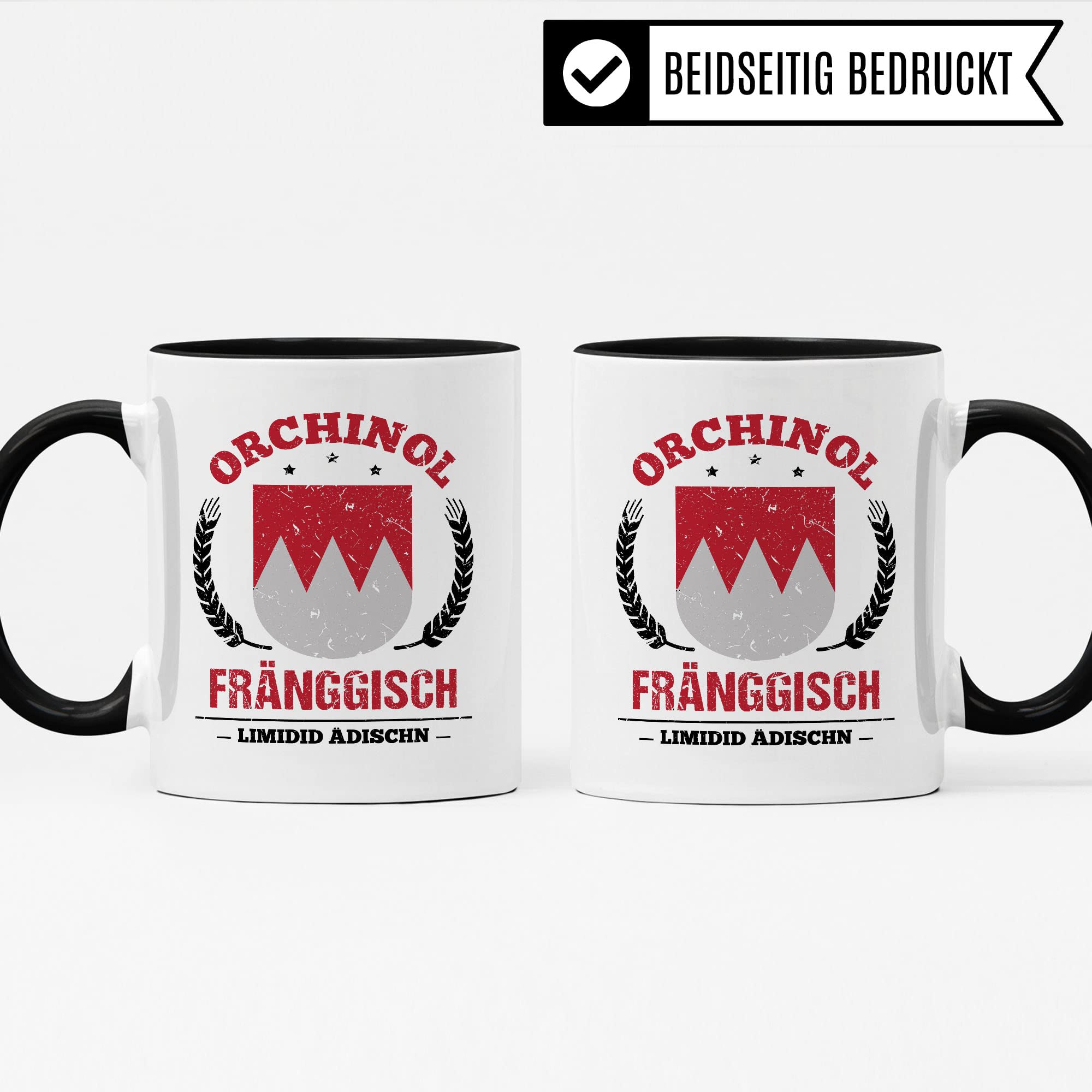 Franken Tasse Geschenkidee Kaffeetasse Humor Witz Geschenk für Ober Unter Mittel Franke Kaffeebecher Bayern Becher