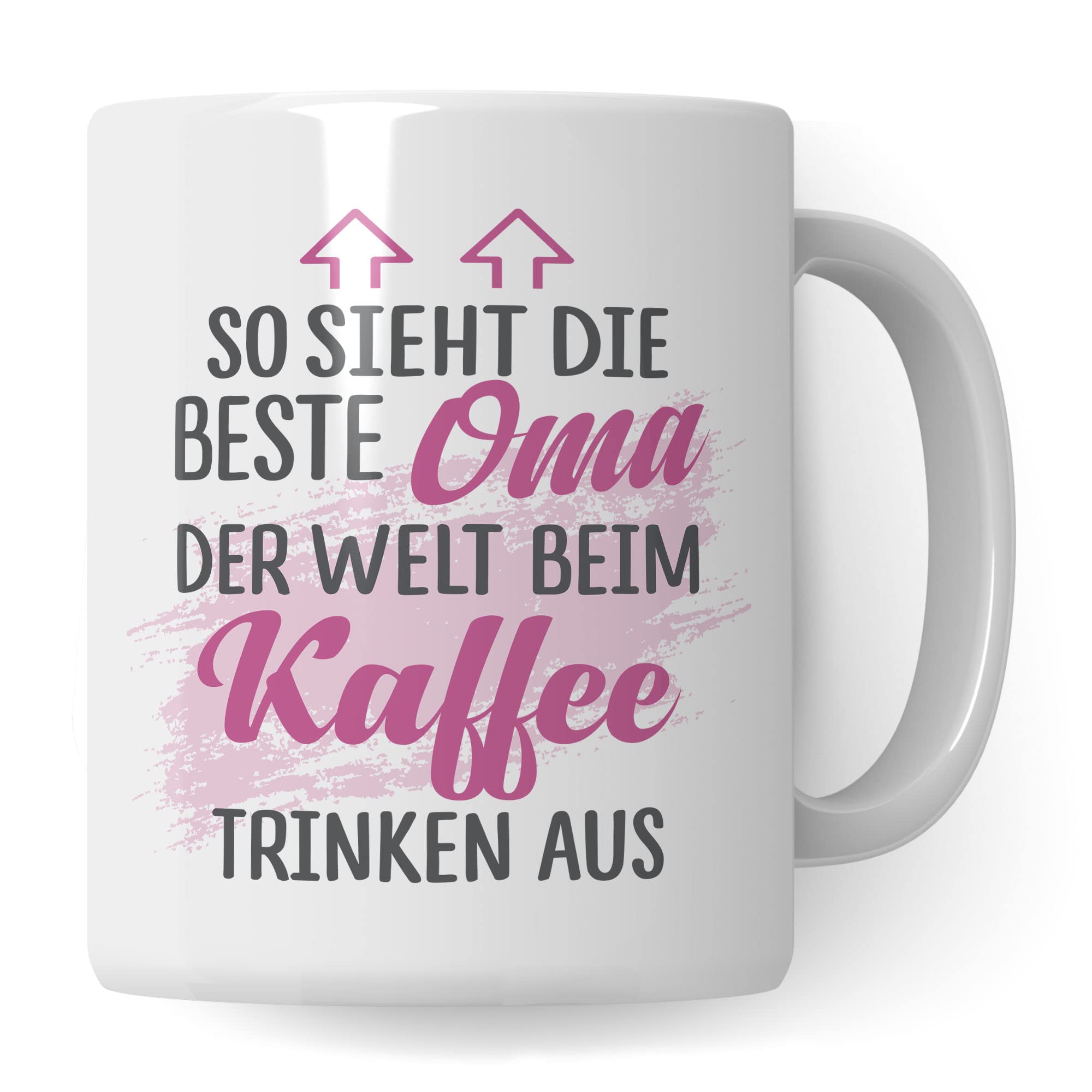 Tasse Oma Geschenk, So sieht die beste Oma der Welt beim Kaffee trinken aus Geschenkidee Großmutter Kaffeetasse mit Spruch Kaffee-Becher Teetasse Familie