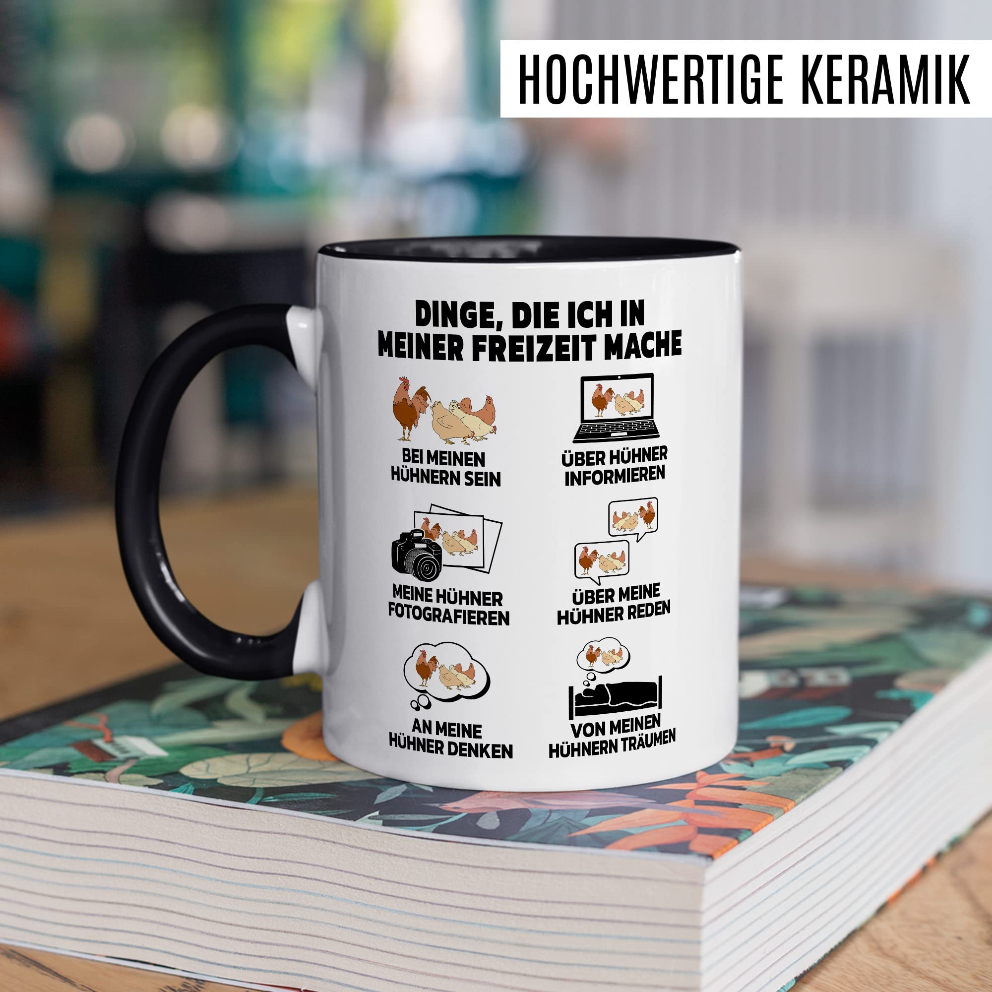 Hühner Tasse Henne Geschenkidee Kaffeetasse Huhn Geschenk für Hühner-Besitzer Kaffeebecher Hahn Becher