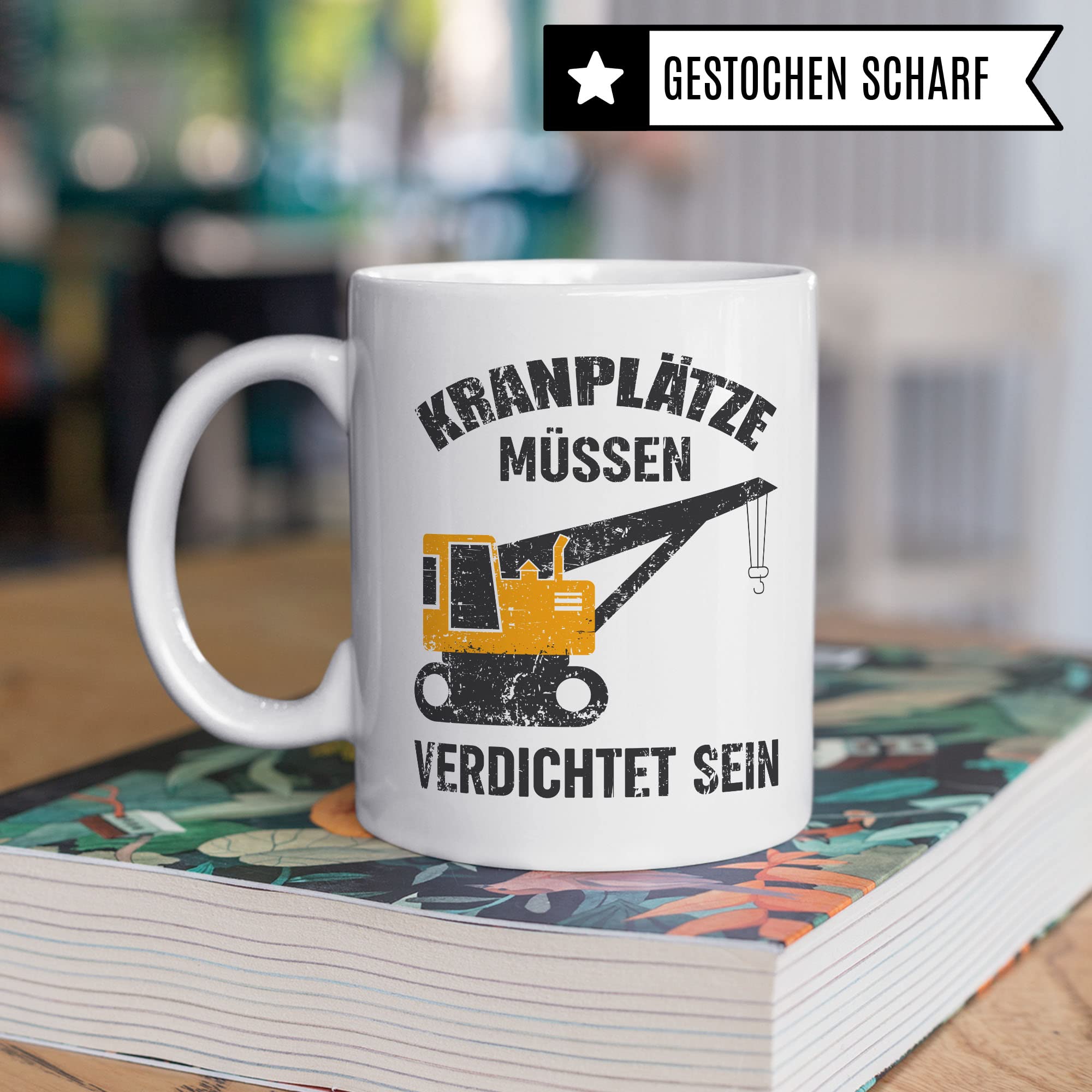 Baustellen Tasse, Bauarbeiter Spruch lustig, Männer Kaffeetasse Geschenkidee, Kranfahrer Kaffeebecher, Bagger Becher, Humor Witz Geschenk für Baustelle