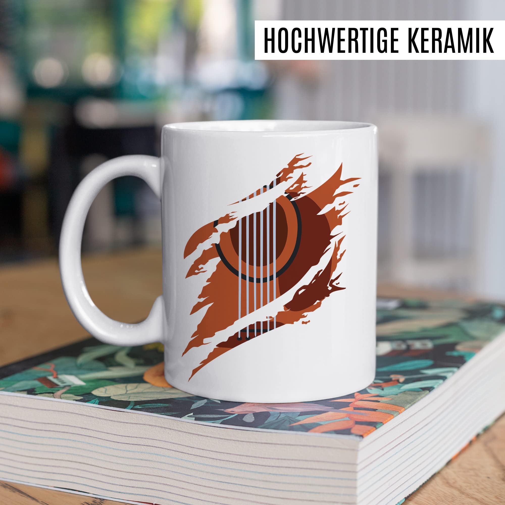 Gitarre Tasse Geschenk Gitarre-Motiv Geschenkidee Gitarrist Kaffee-Becher Kaffeetasse Gitarristin Teetasse Musiker Instrument Akustikgitarre E-Gitarre