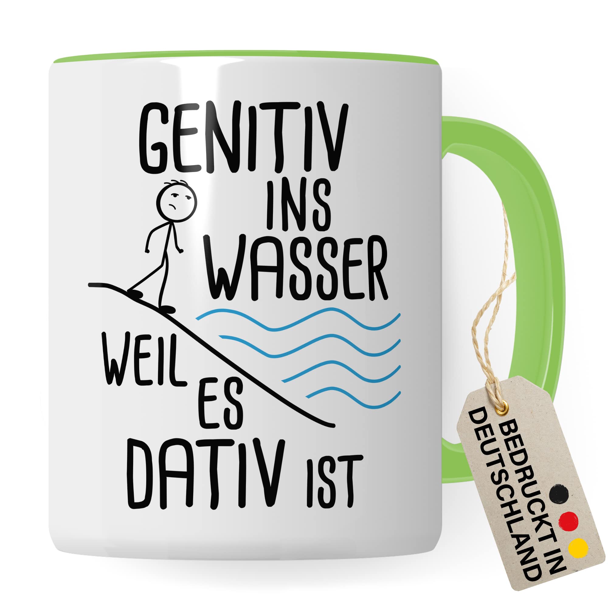 Grammatik Tasse, Genitiv ins Wasser weil es Dativ ist Geschenk Kaffee-Becher Geschenkidee Lehrer Tasse mit Spruch lustig Grammatik Deutsch Dativ Genitiv Kaffeetasse Teetasse Germanist