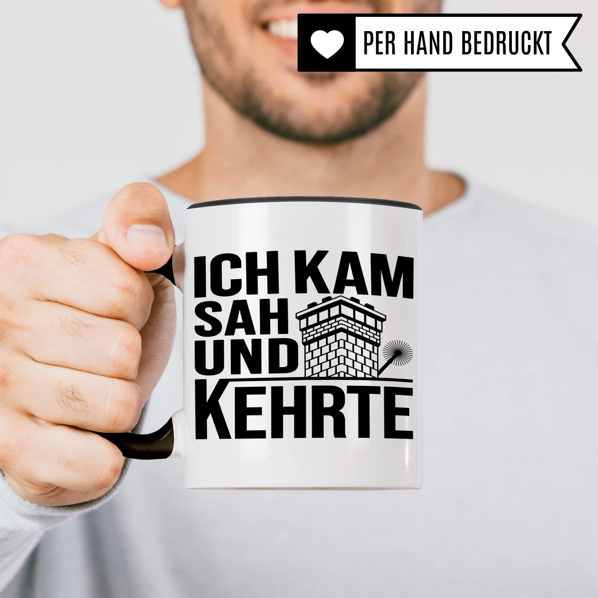 Schornsteinfeger Tasse, Kaminkehrer Geschenk-Idee Kaffeebecher mit Spruch lustig, Kaffeetasse Humor Witz Geschenkidee für Kaminfeger Meister Teetasse