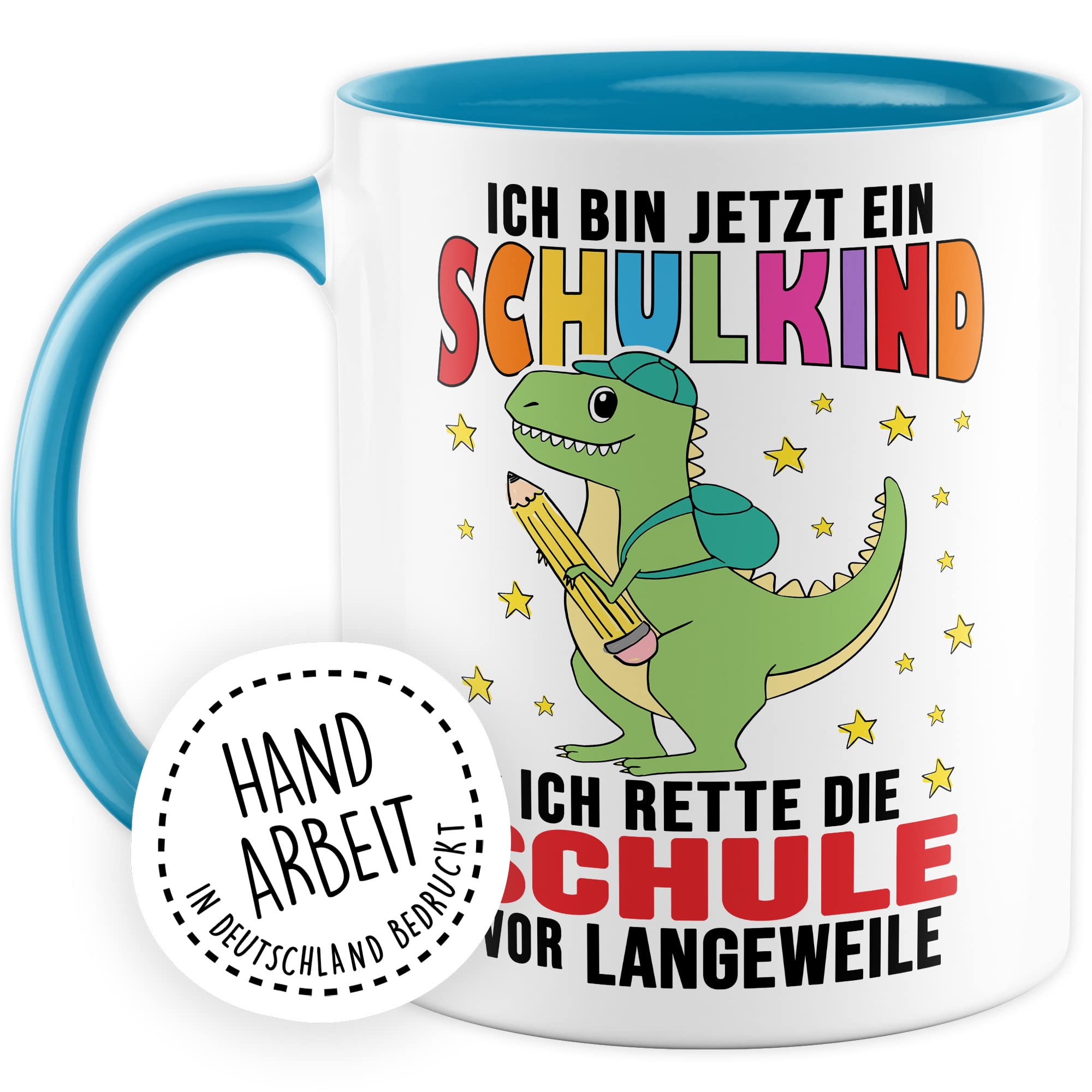 Tasse Kindergartenkind, Ich bin jetzt ein Kindergartenkind - ich rette den Kindergarten vor Langeweile Geschenkidee Kind Kaffeetasse mit Spruch lustig Kaffee-Becher Witztasse