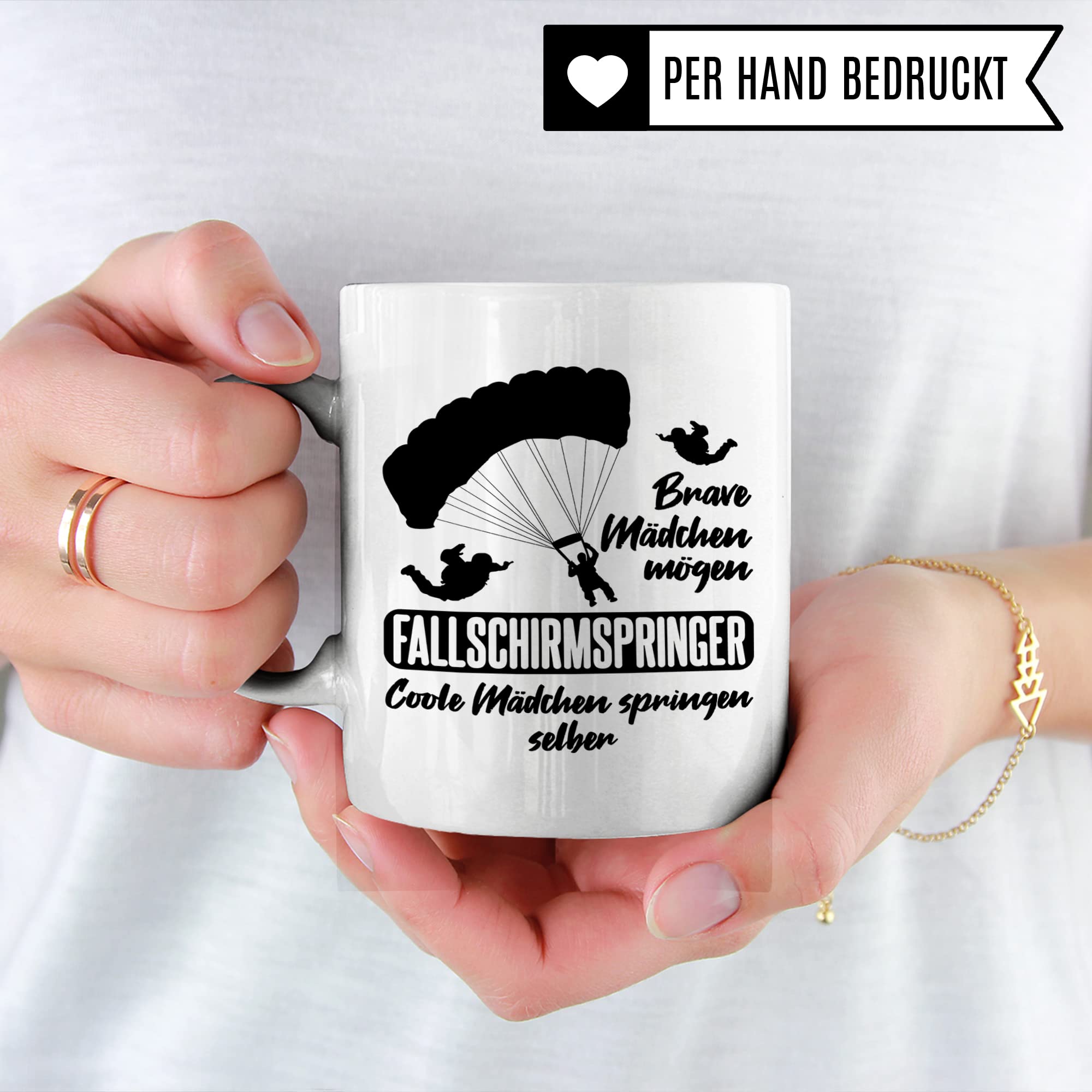 Fallschirmspringerin Tasse, Fallschirm Kaffeetasse Geschenk für Fallschirmjägerin Kaffeebecher für Frauen, Fallschirmspringer Geschenkidee